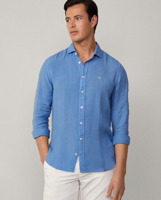 Imagen 0 de Camisa de lino de hombre tailored fit teñida en prenda
