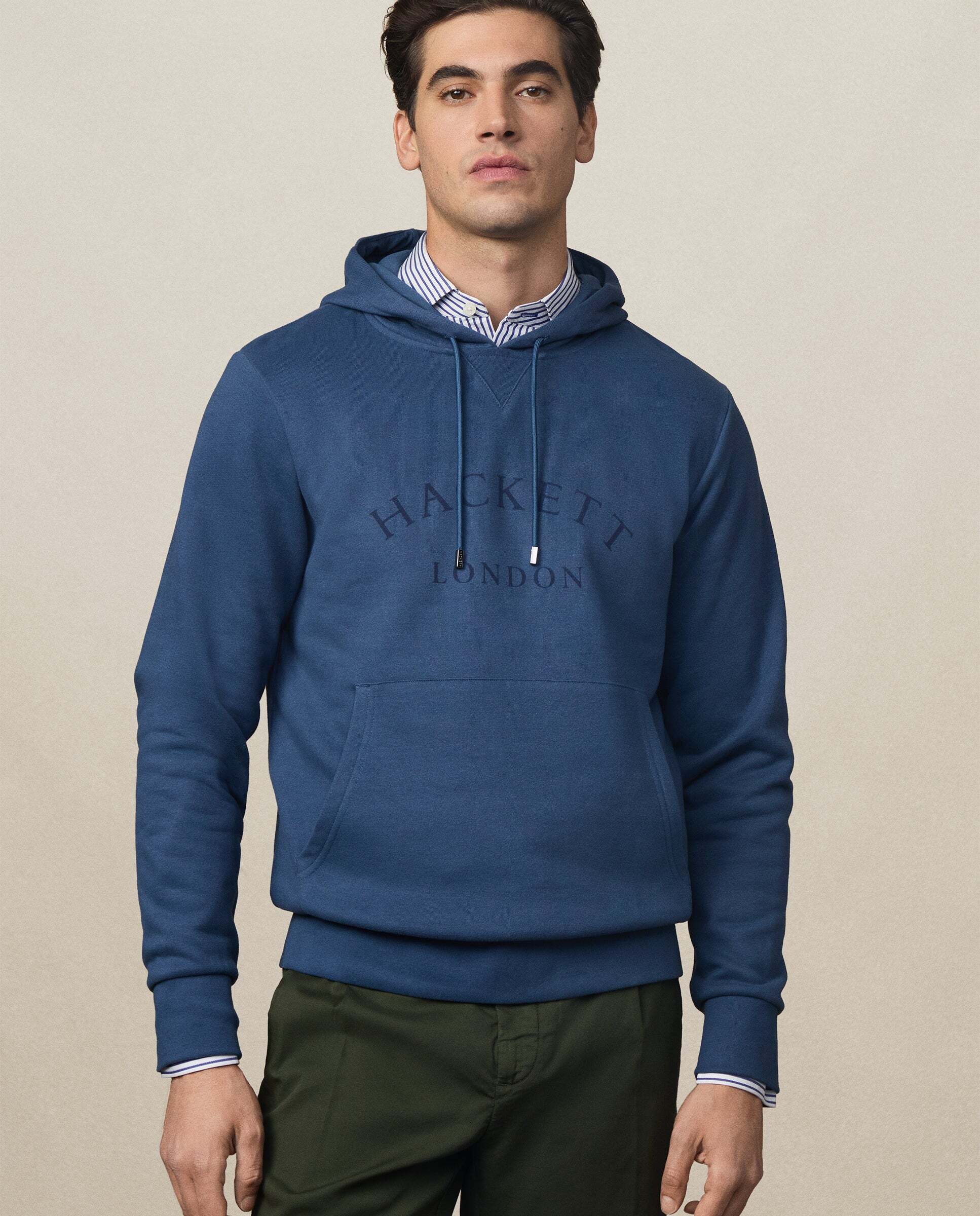 Sudadera de hombre con capucha y logo - Hackett - Indigo Indigo-1
