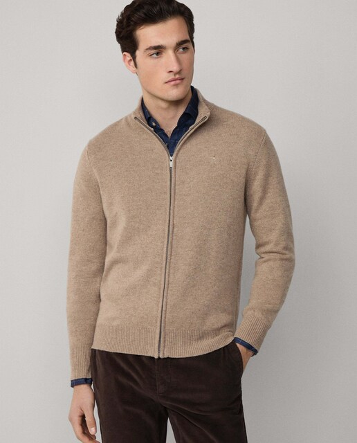 Imagen 0 de Cárdigan de hombre de lana de cordero con cremallera completa