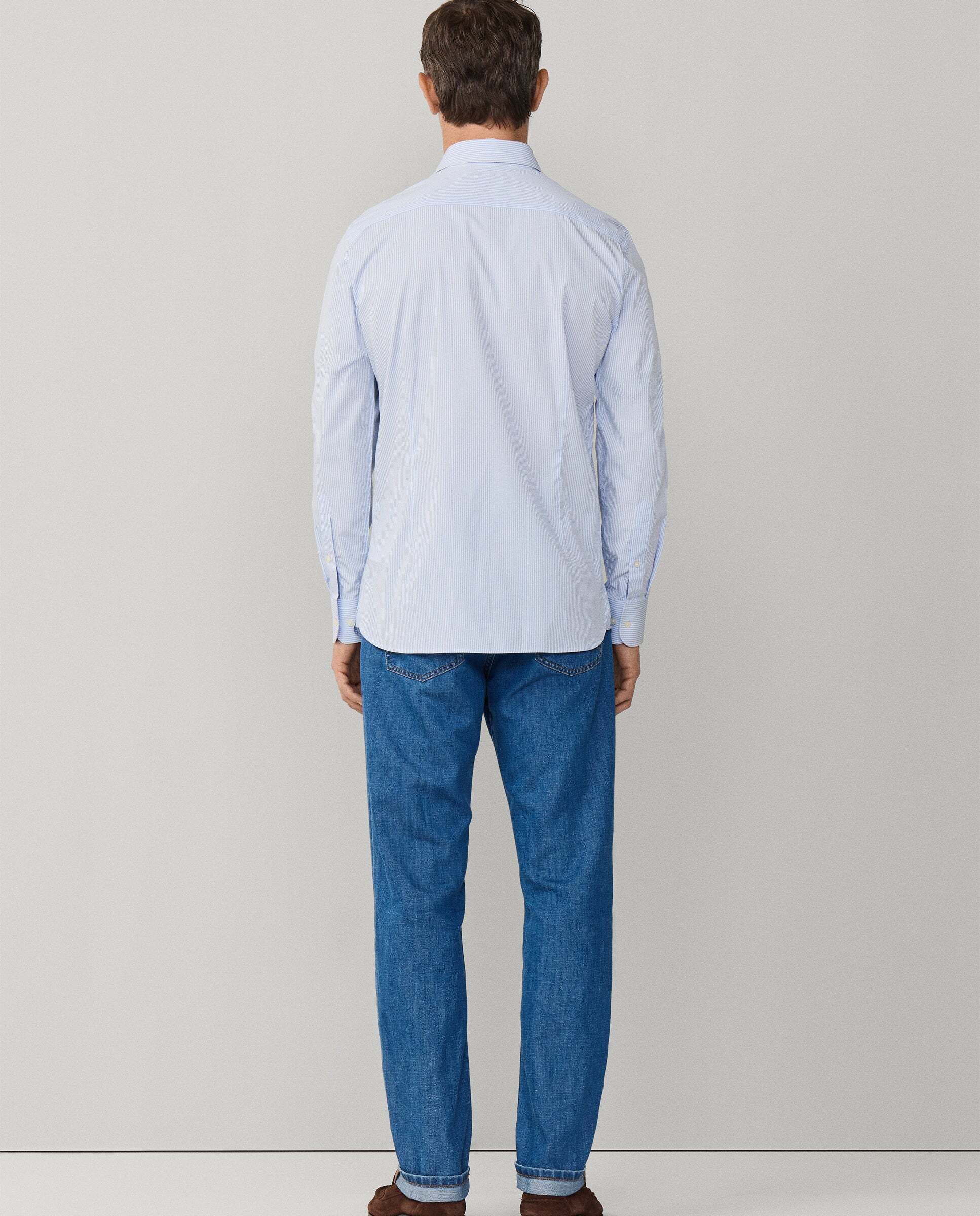 Camisa de hombre de rayas bengala city fit tailored - Hackett - Azul claro Azul claro-3