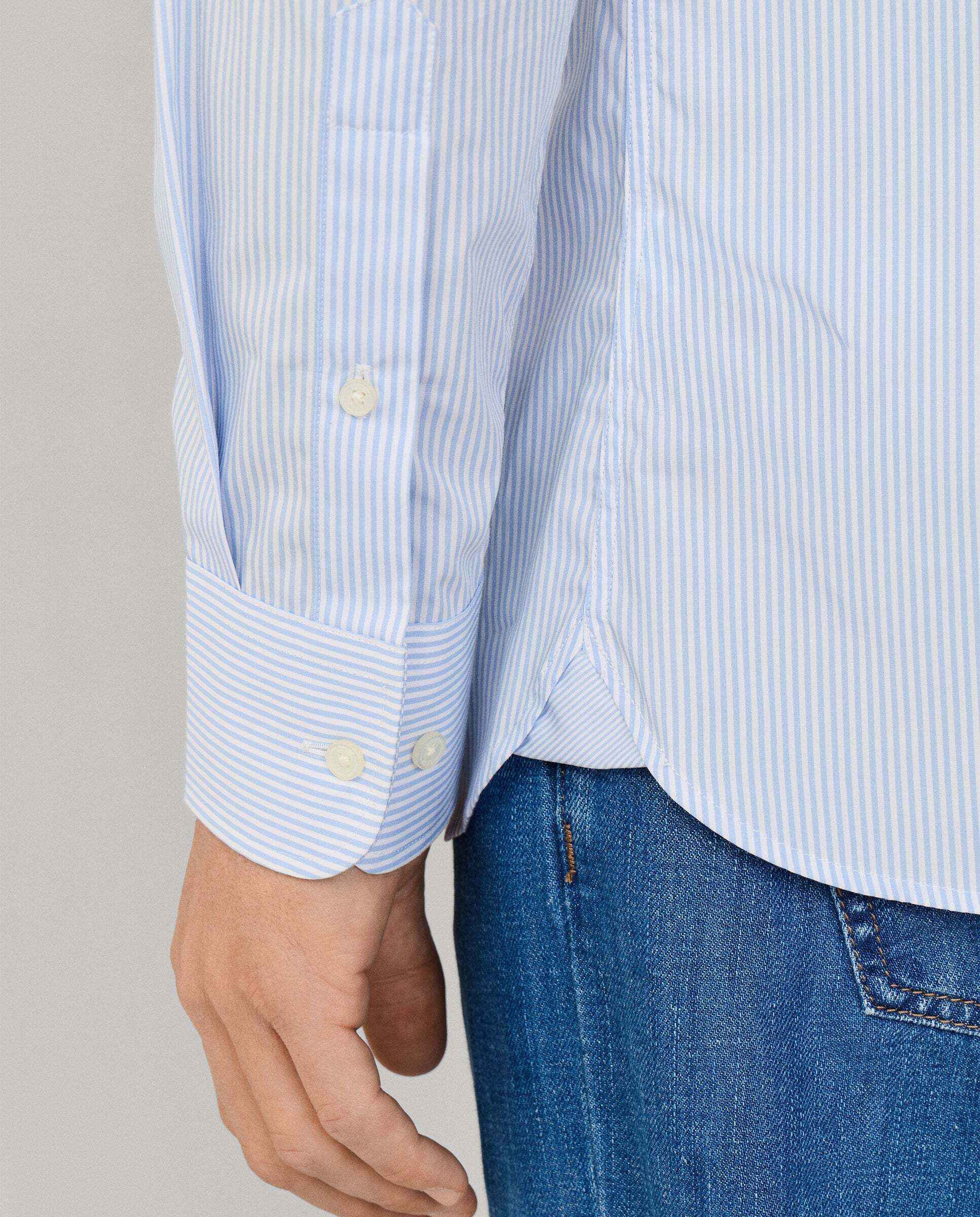 Camisa de hombre de rayas bengala city fit tailored - Hackett - Azul claro Azul claro-6