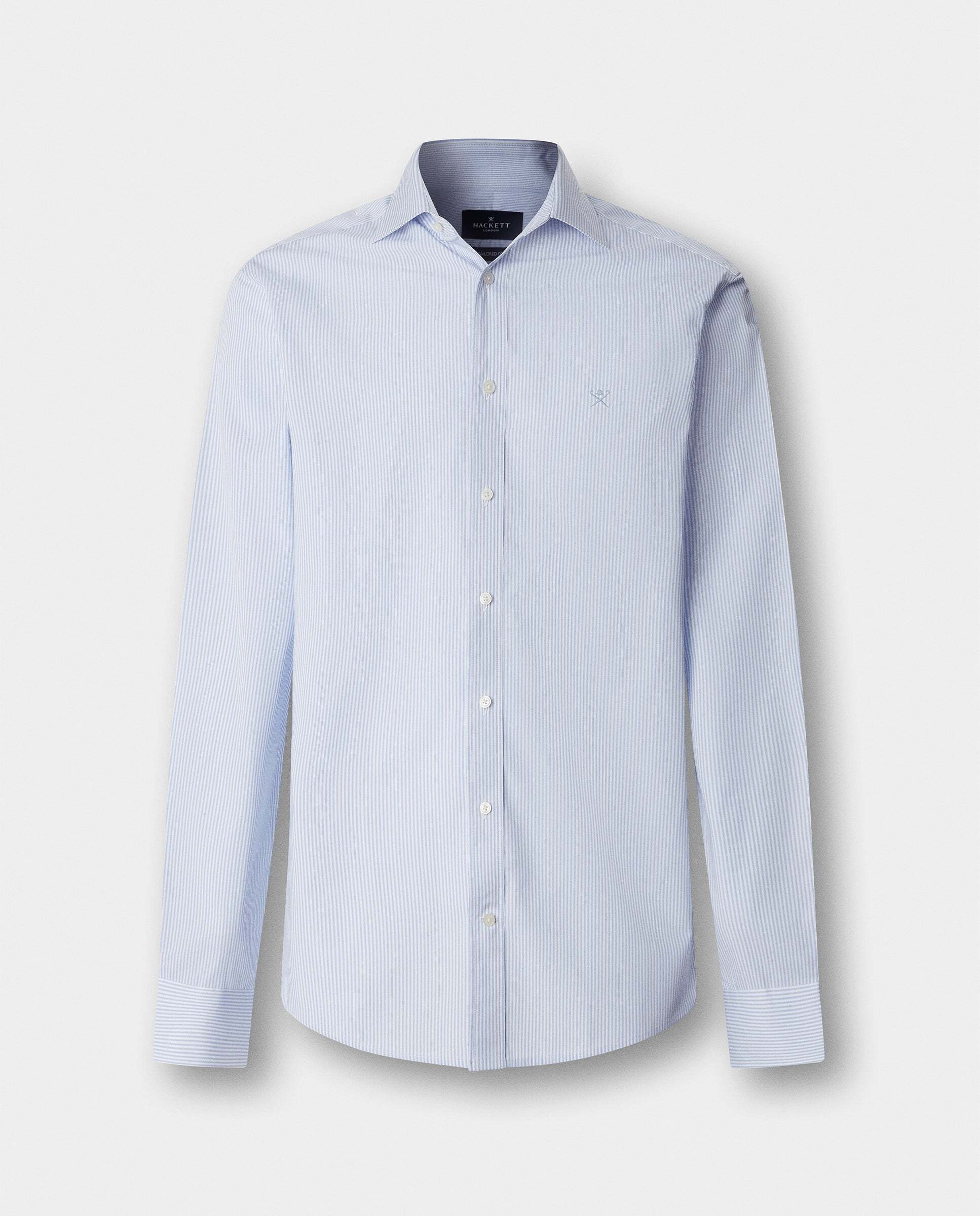Camisa de hombre de rayas bengala city fit tailored - Hackett - Azul claro Azul claro-10