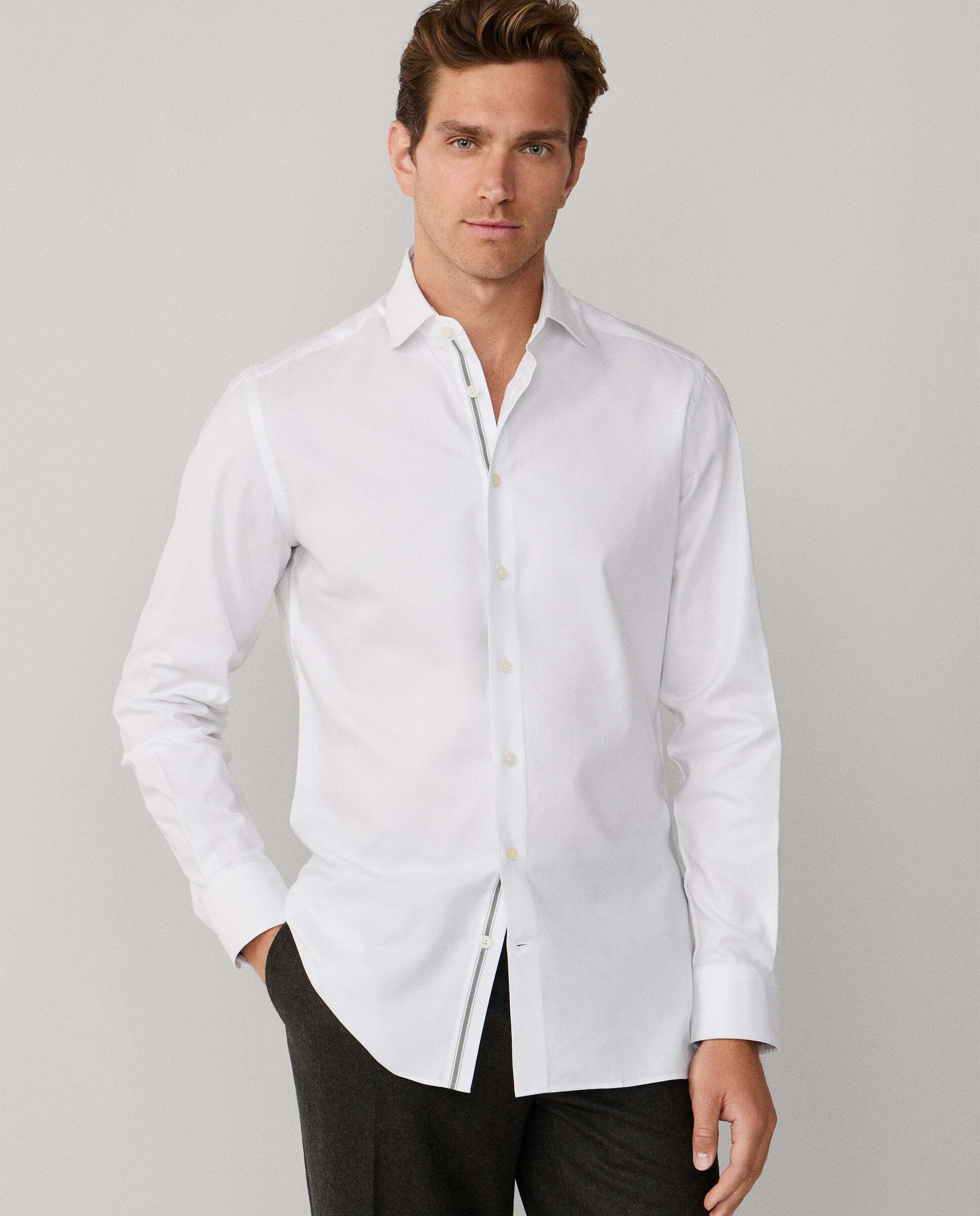 Hackett - Camisa de hombre pinpoint selvedge fit tailored.