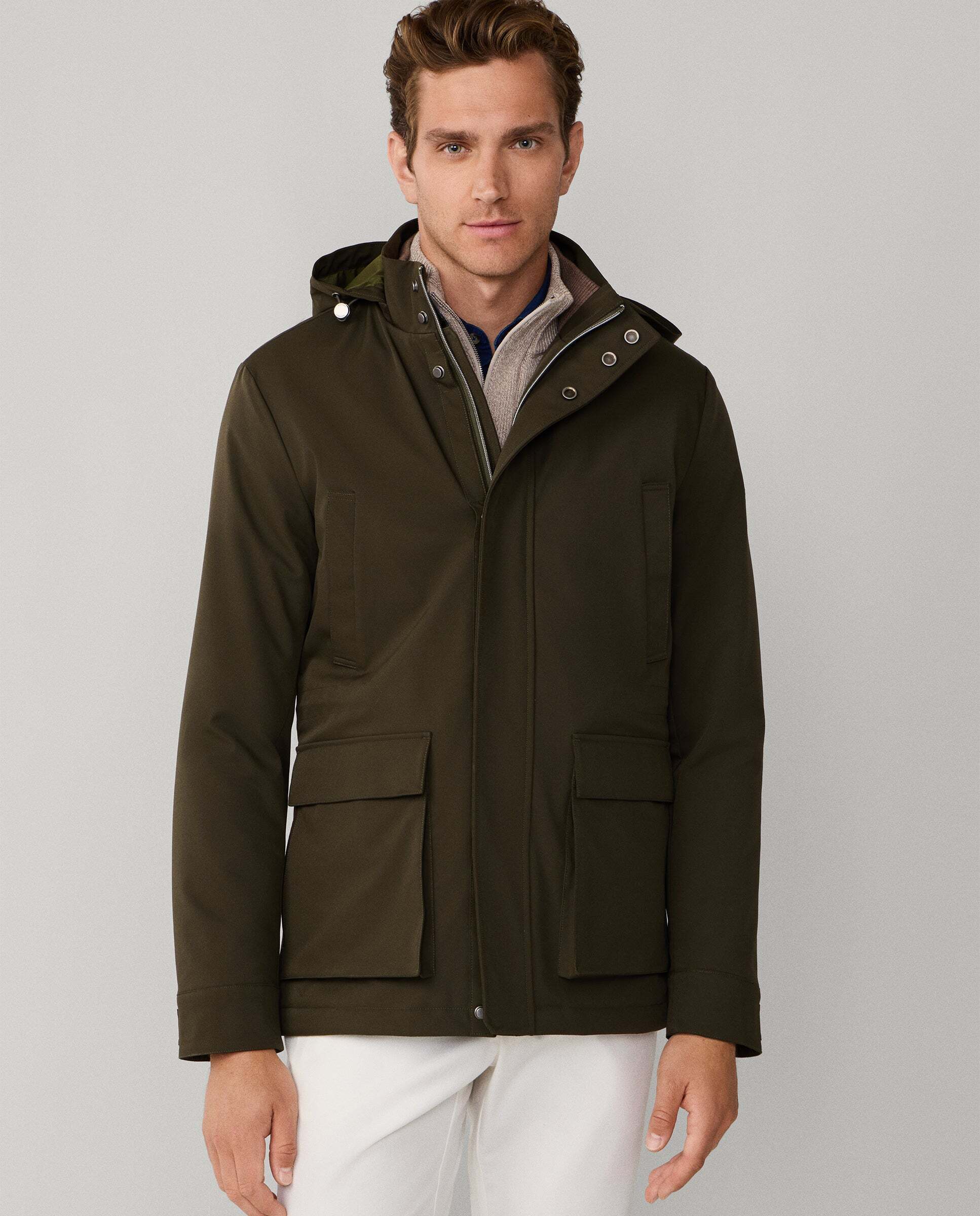 Hackett - Chubasquero carcoat de hombre con capucha resistente al agua.