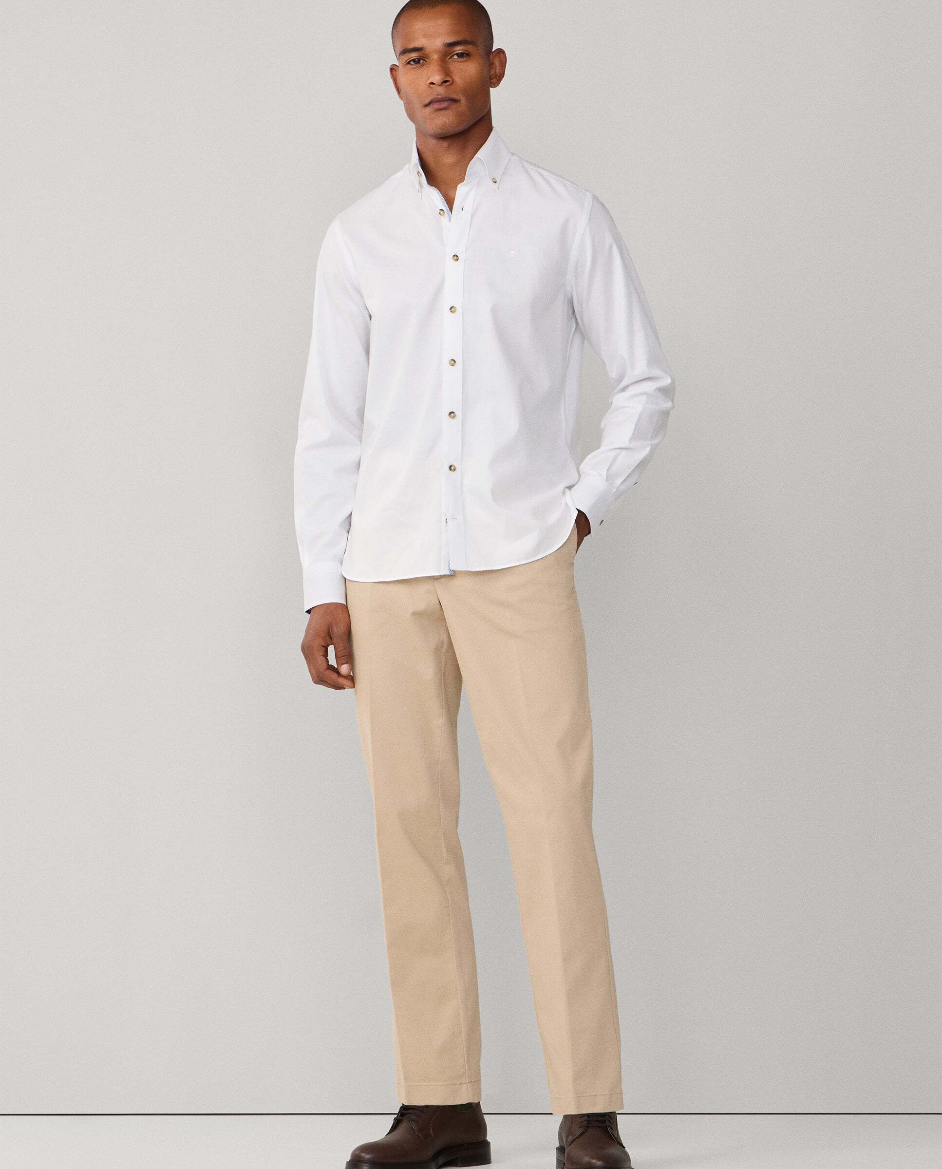 Chino sanderson de hombre de algodón elástico fit tailored - Hackett - Natural Natural-1
