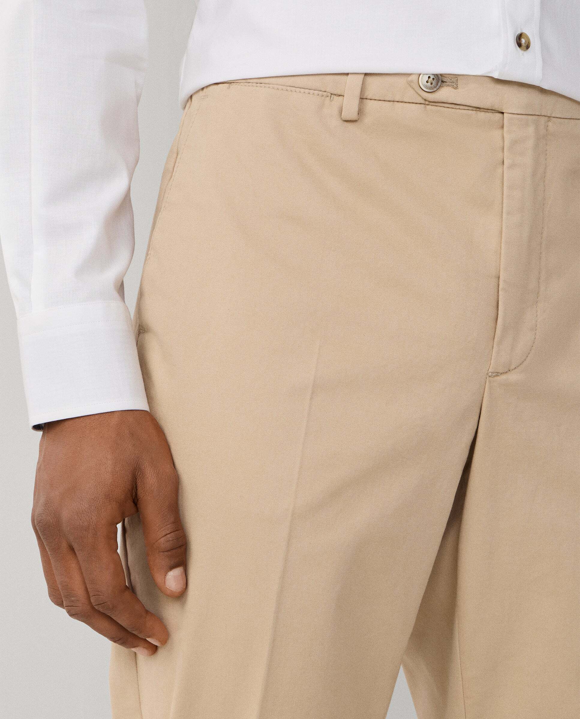 Chino sanderson de hombre de algodón elástico fit tailored - Hackett - Natural Natural-4