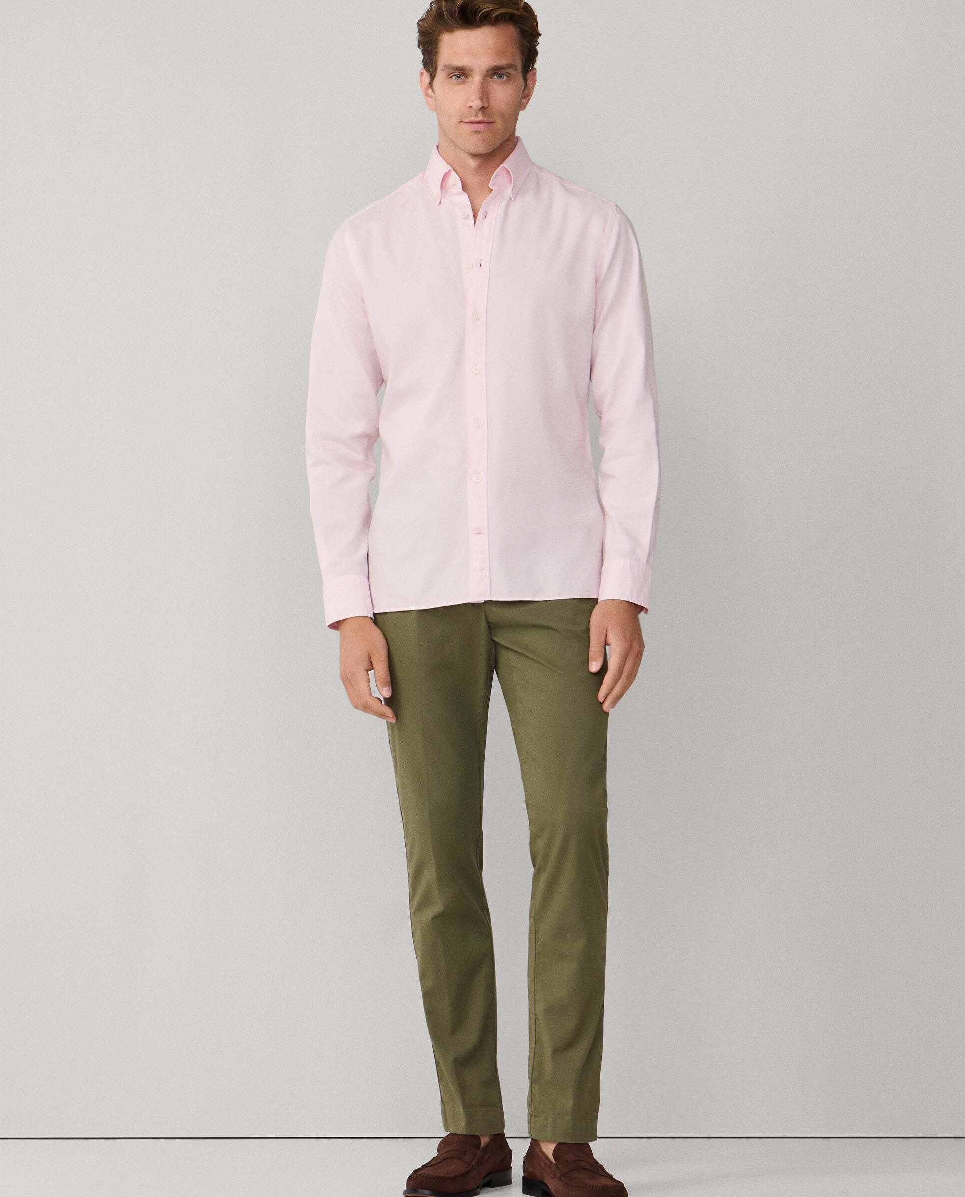 Camisa oxford de hombre teñida en prenda fit tailored - Hackett - Rosa Rosa-2