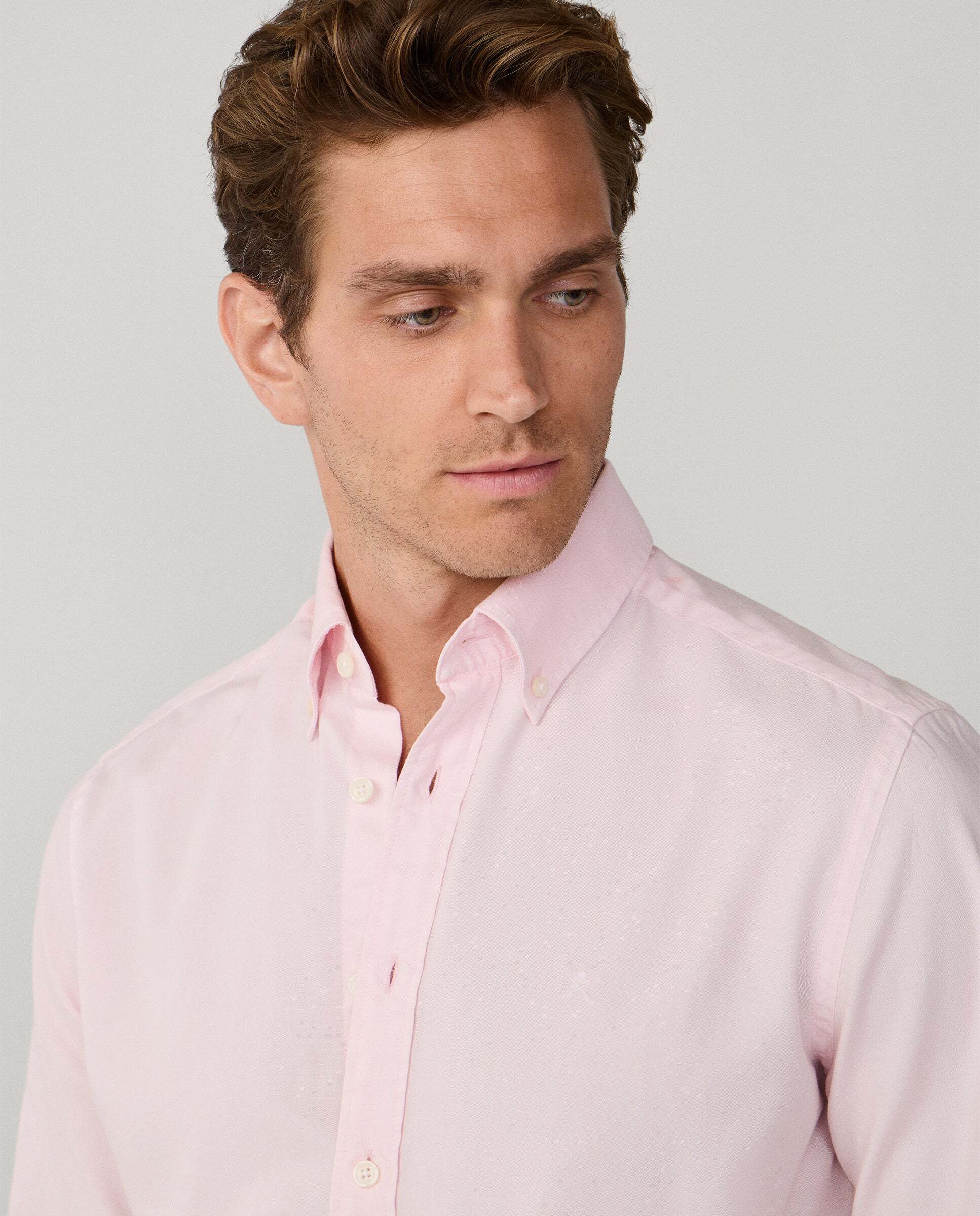 Camisa oxford de hombre teñida en prenda fit tailored - Hackett - Rosa Rosa-4