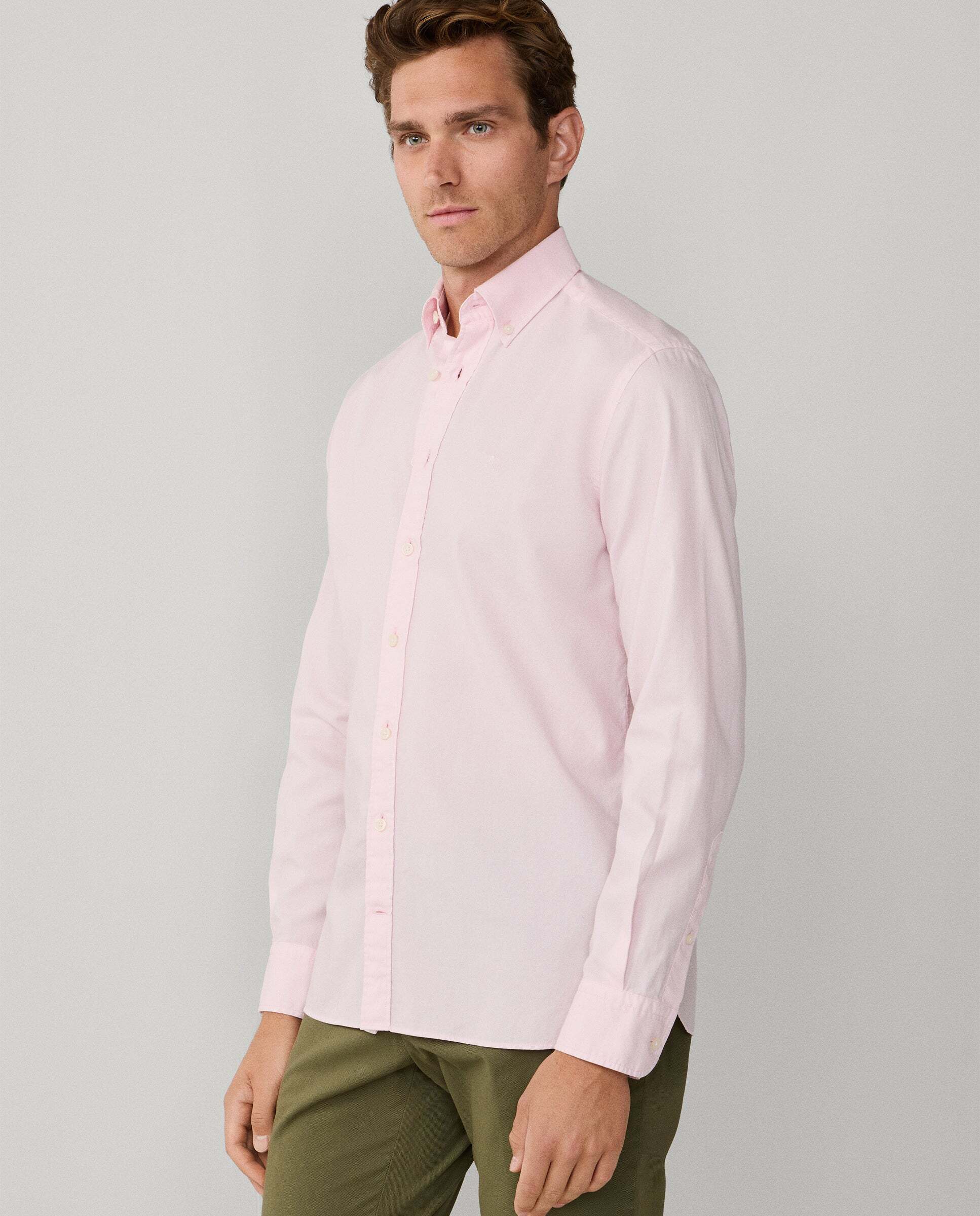 Camisa oxford de hombre teñida en prenda fit tailored - Hackett - Rosa Rosa-6