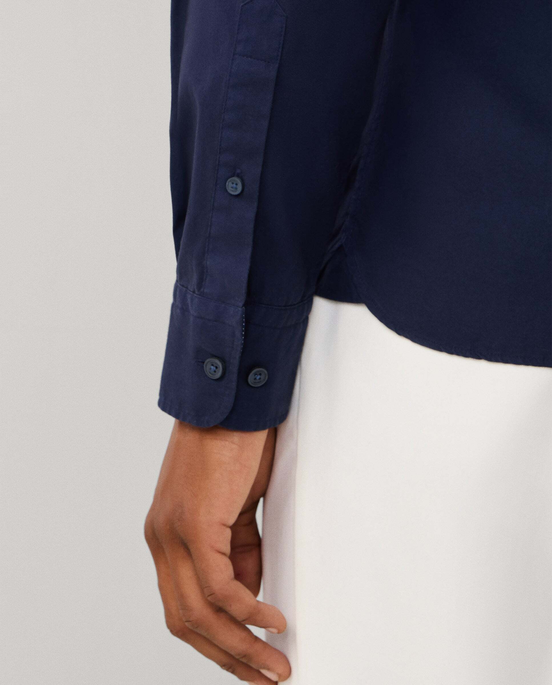 Camisa oxford de hombre teñida en prenda fit tailored - Hackett - Azul marino Azul marino-5