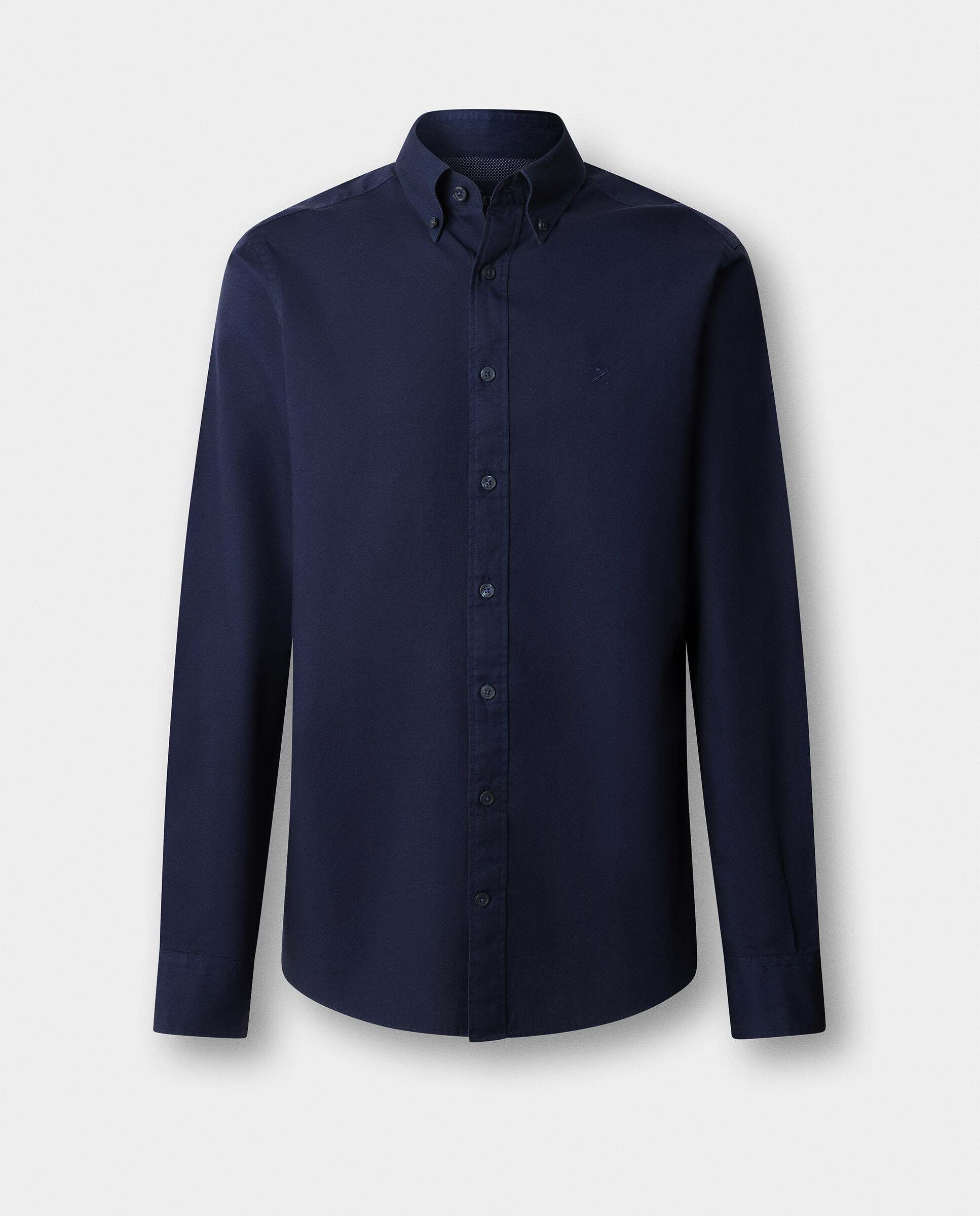 Camisa oxford de hombre teñida en prenda fit tailored - Hackett - Azul marino Azul marino-9