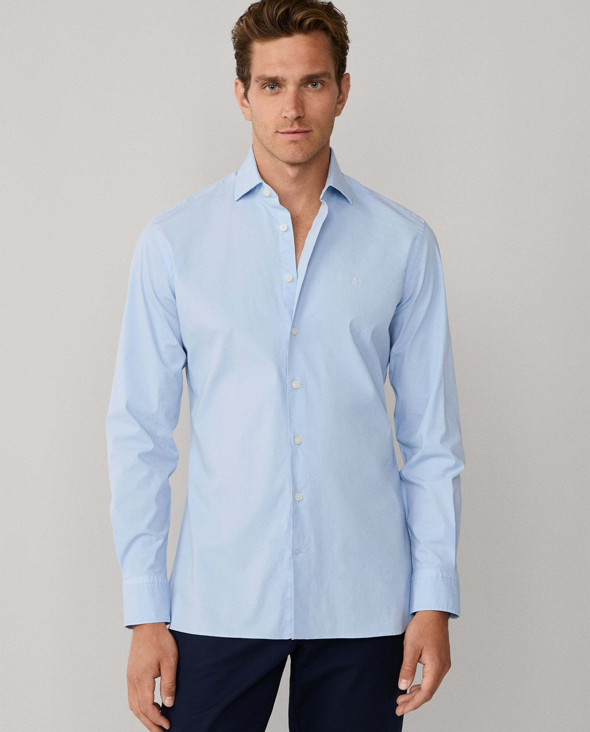 Hackett - Camisa popelín de hombre elástica fit tailored.