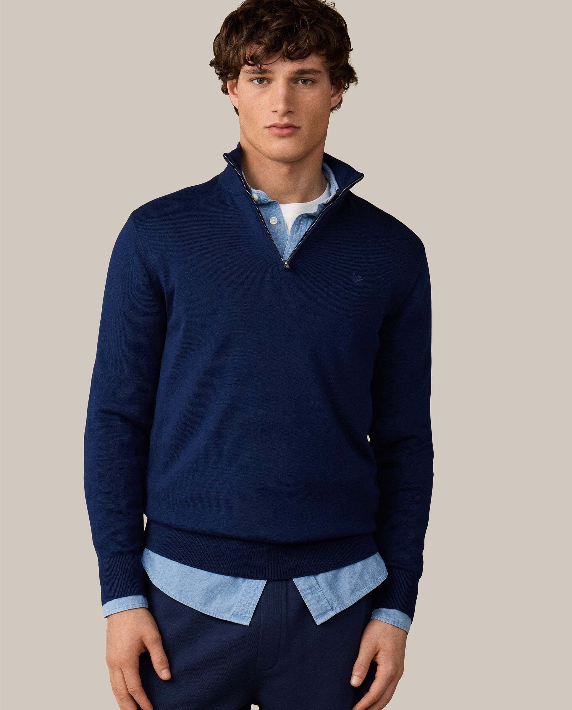 Jersey con cremallera algodón - Hackett - Azul marino Azul marino-1