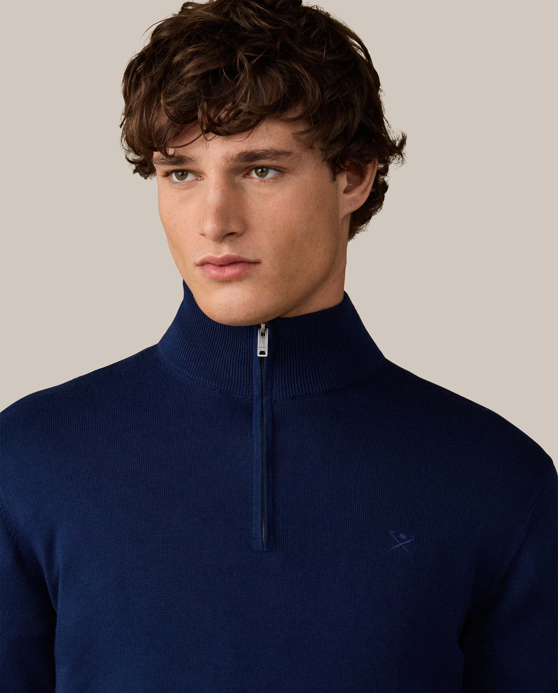 Jersey con cremallera algodón - Hackett - Azul marino Azul marino-4