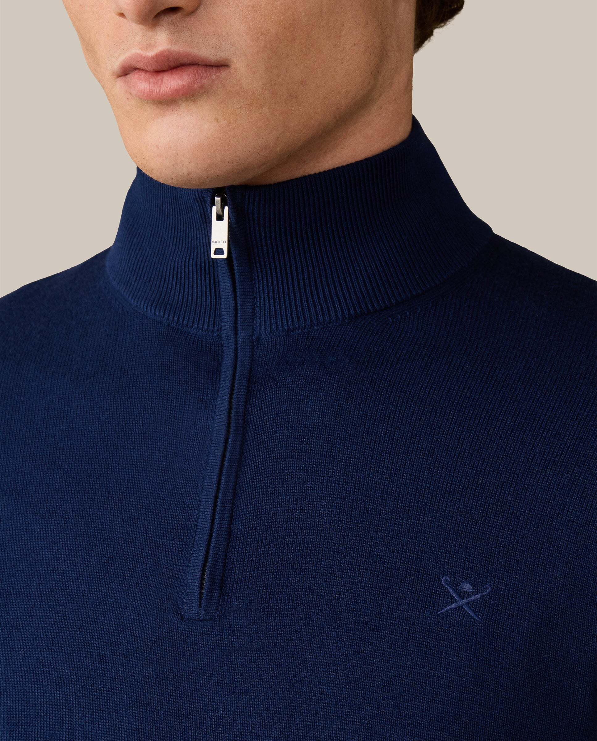 Jersey con cremallera algodón - Hackett - Azul marino Azul marino-5