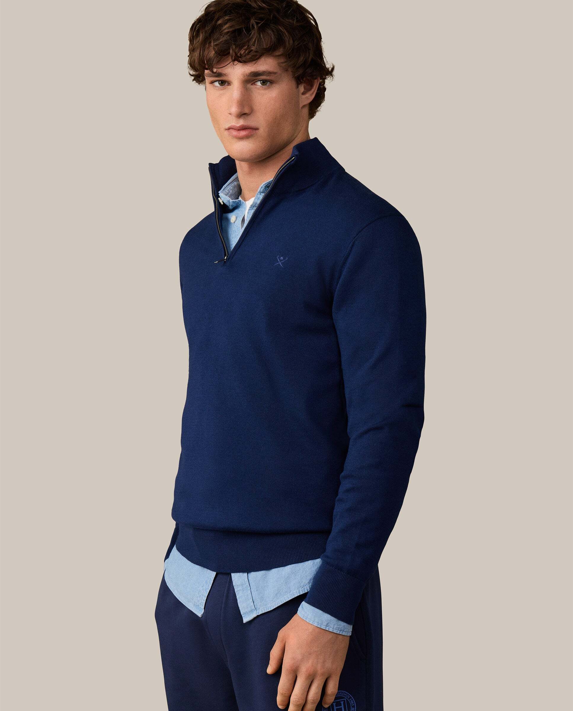Jersey con cremallera algodón - Hackett - Azul marino Azul marino-6