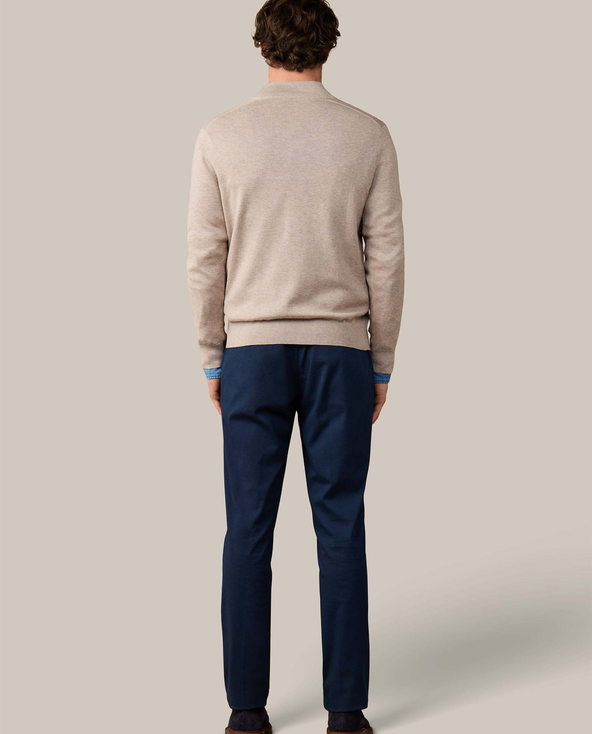 Jersey de hombre cuarto de cremallera algodón - Hackett - Beige Beige-3