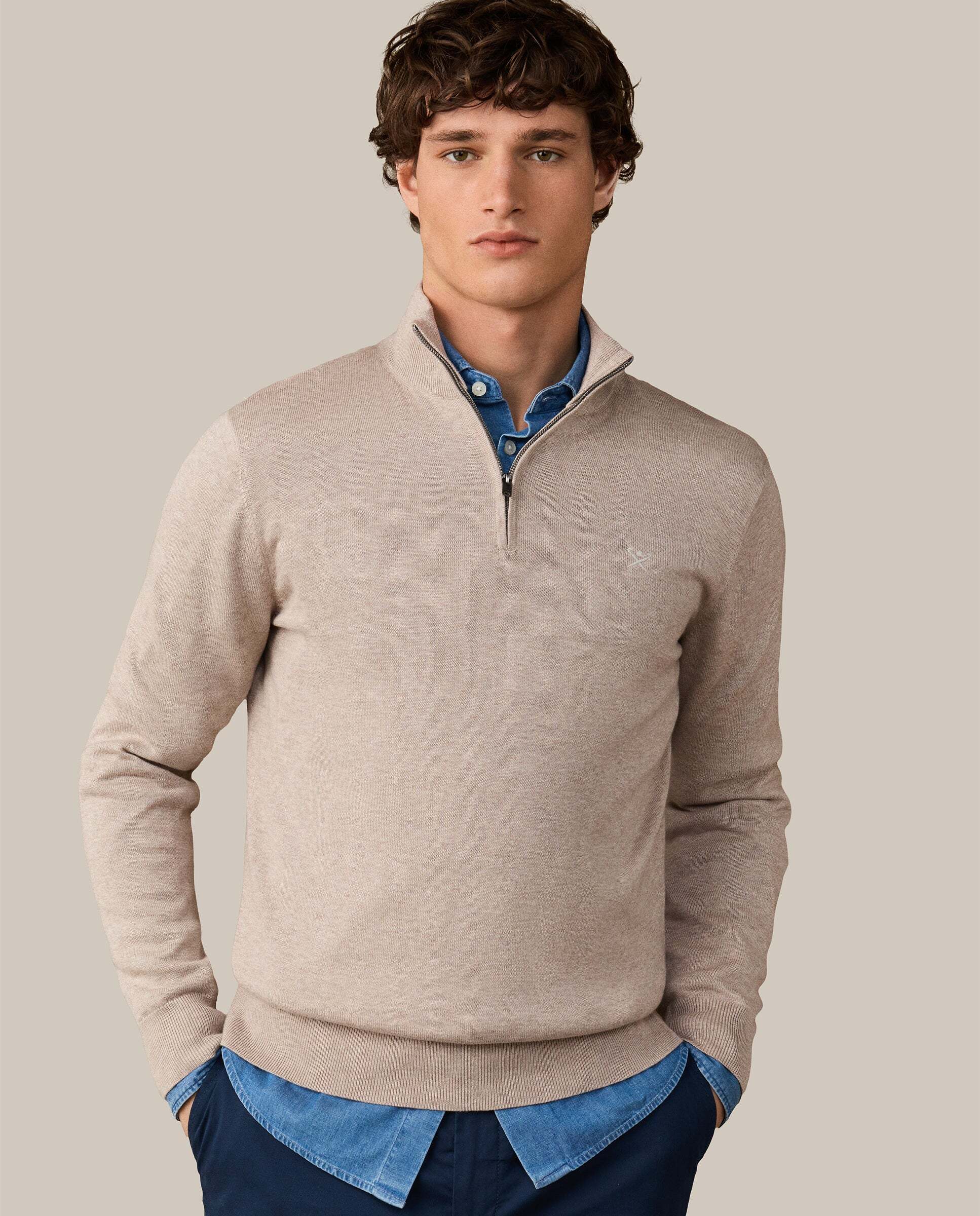 Jersey con cremallera algodón - Hackett - Natural Natural-1