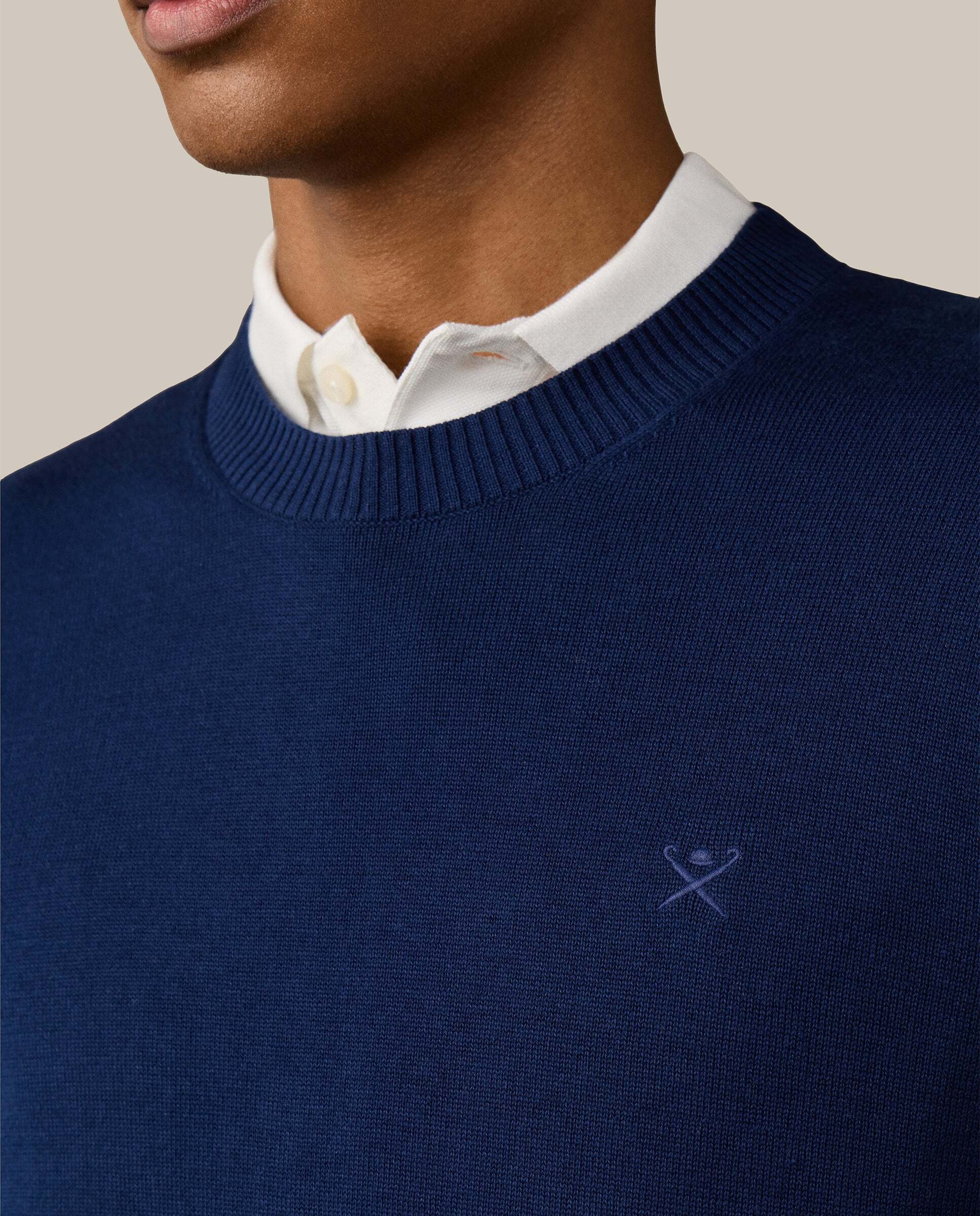 Jersey de hombre con cuello redondo algodón - Hackett - Azul marino Azul marino-5