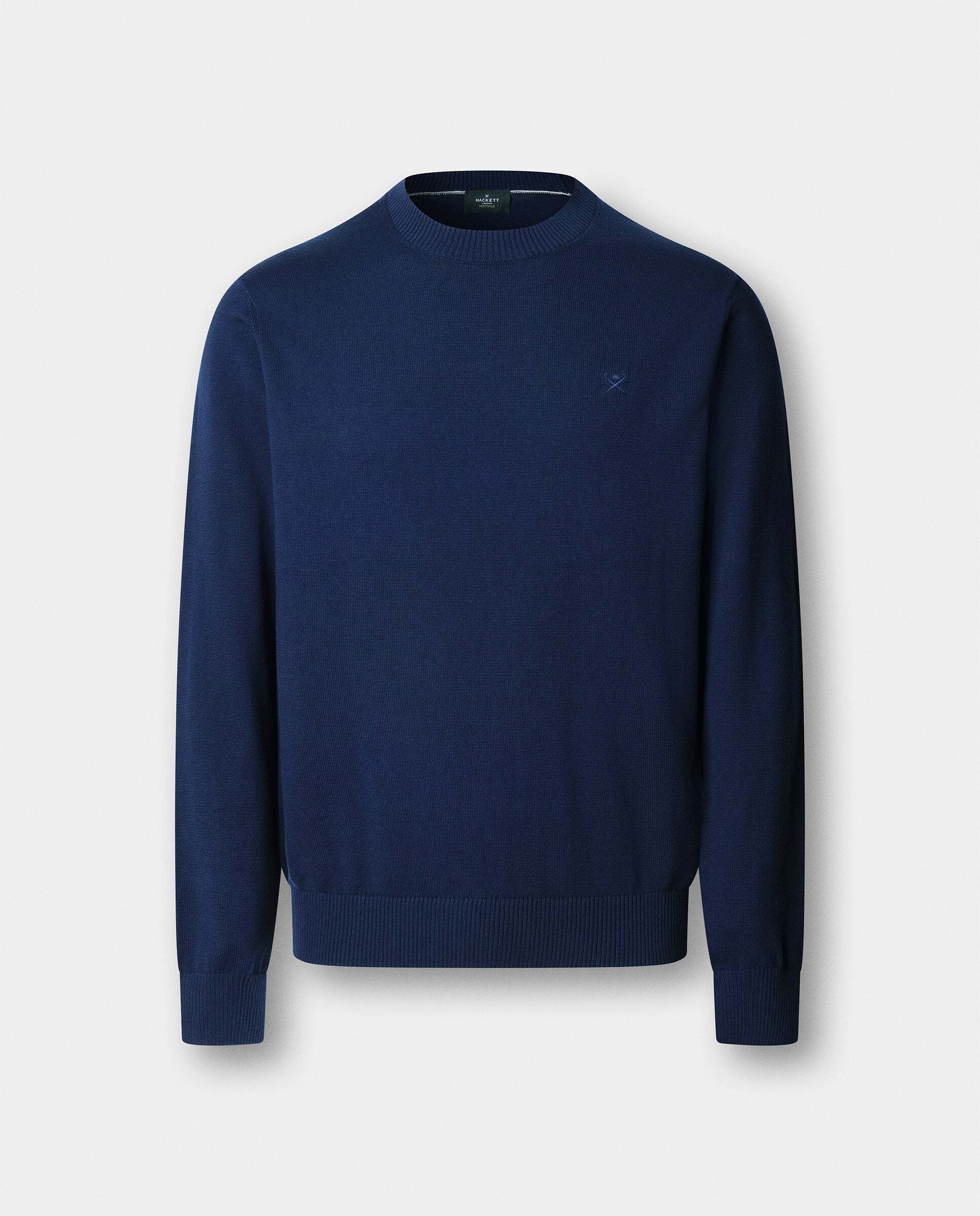 Jersey de hombre con cuello redondo algodón - Hackett - Azul marino Azul marino-9