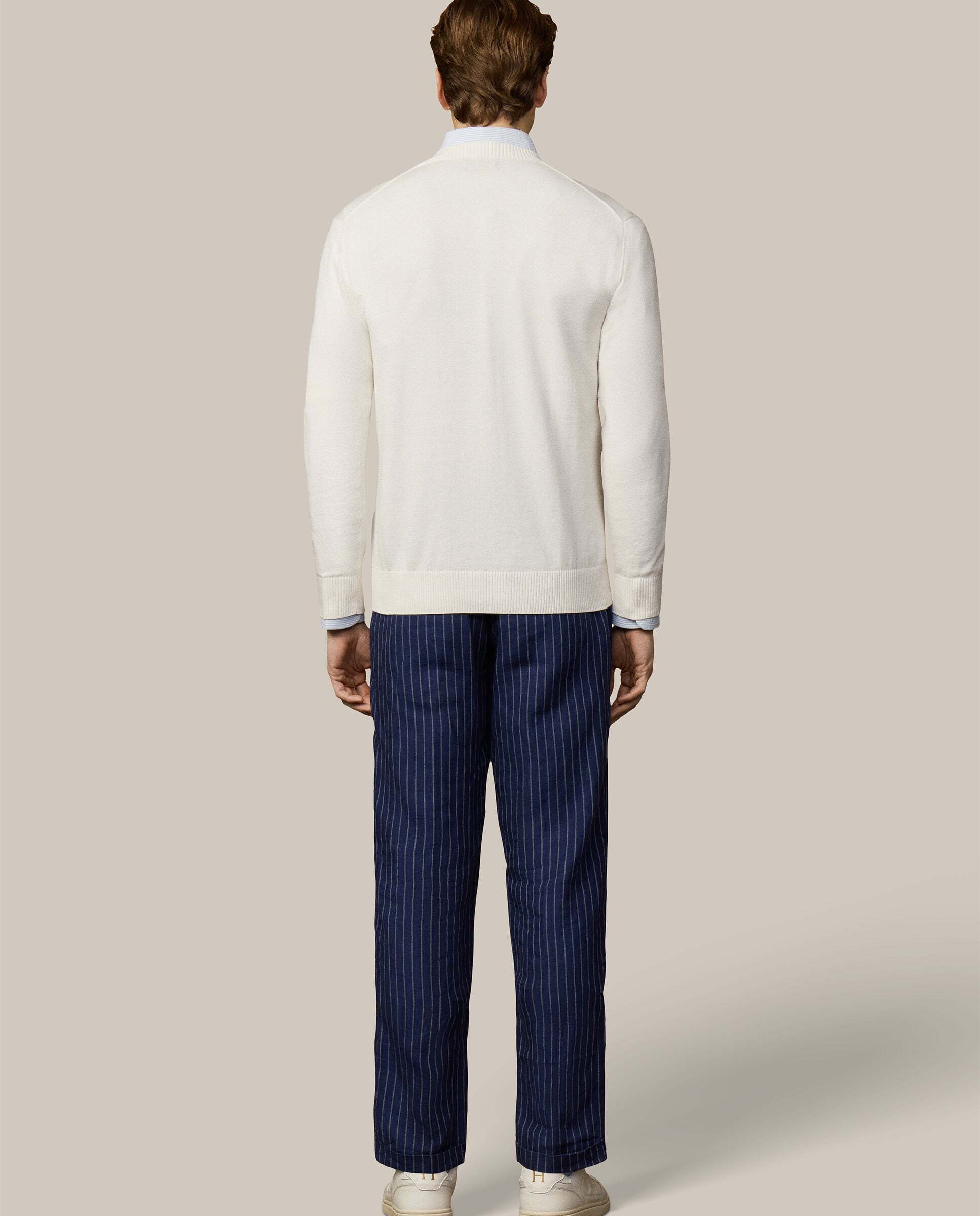 Jersey de hombre con cuello redondo algodón - Hackett - Crema Crema-3