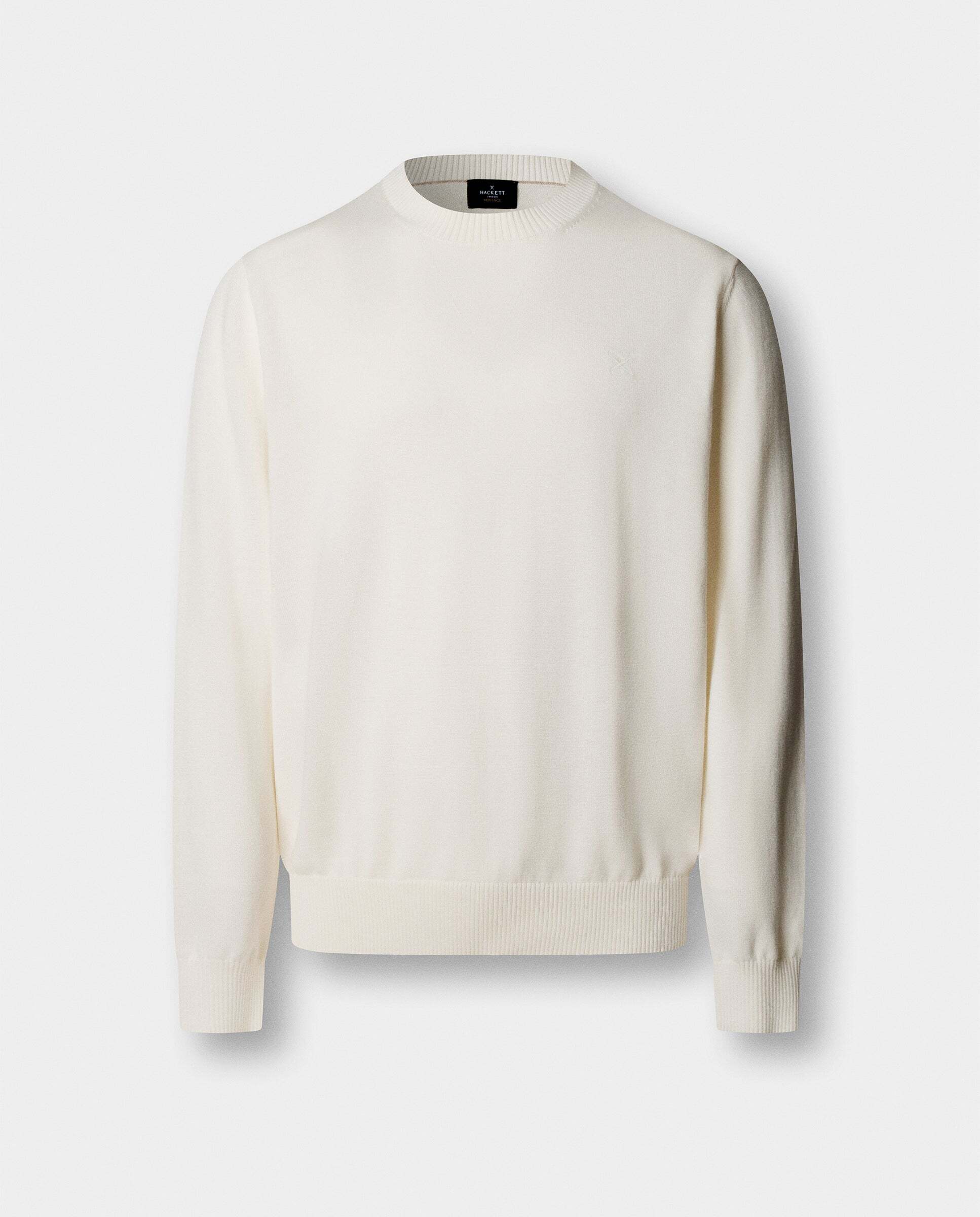 Jersey de hombre con cuello redondo algodón - Hackett - Crema Crema-9