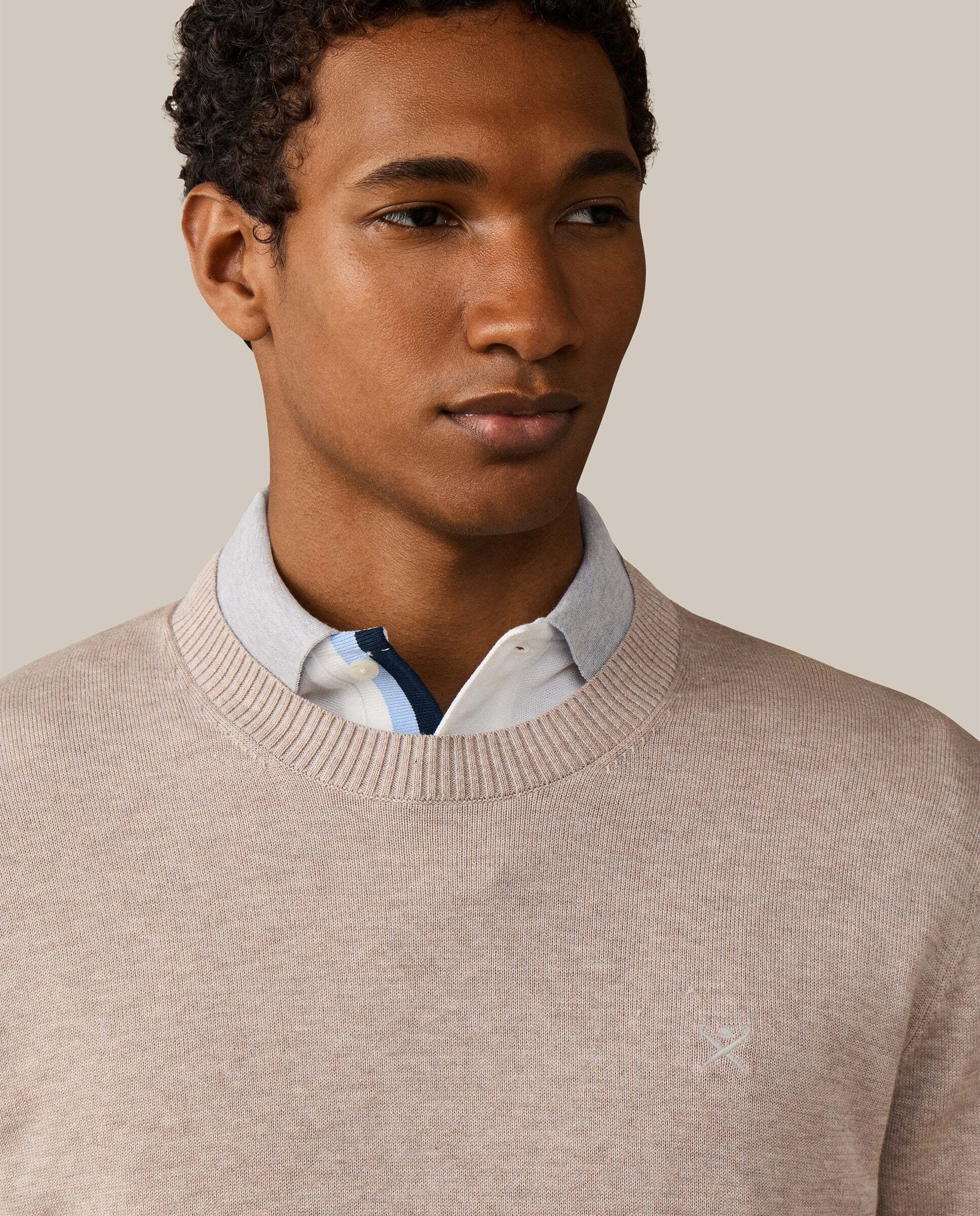 Jersey de hombre con cuello redondo algodón - Hackett - Beige Beige-4
