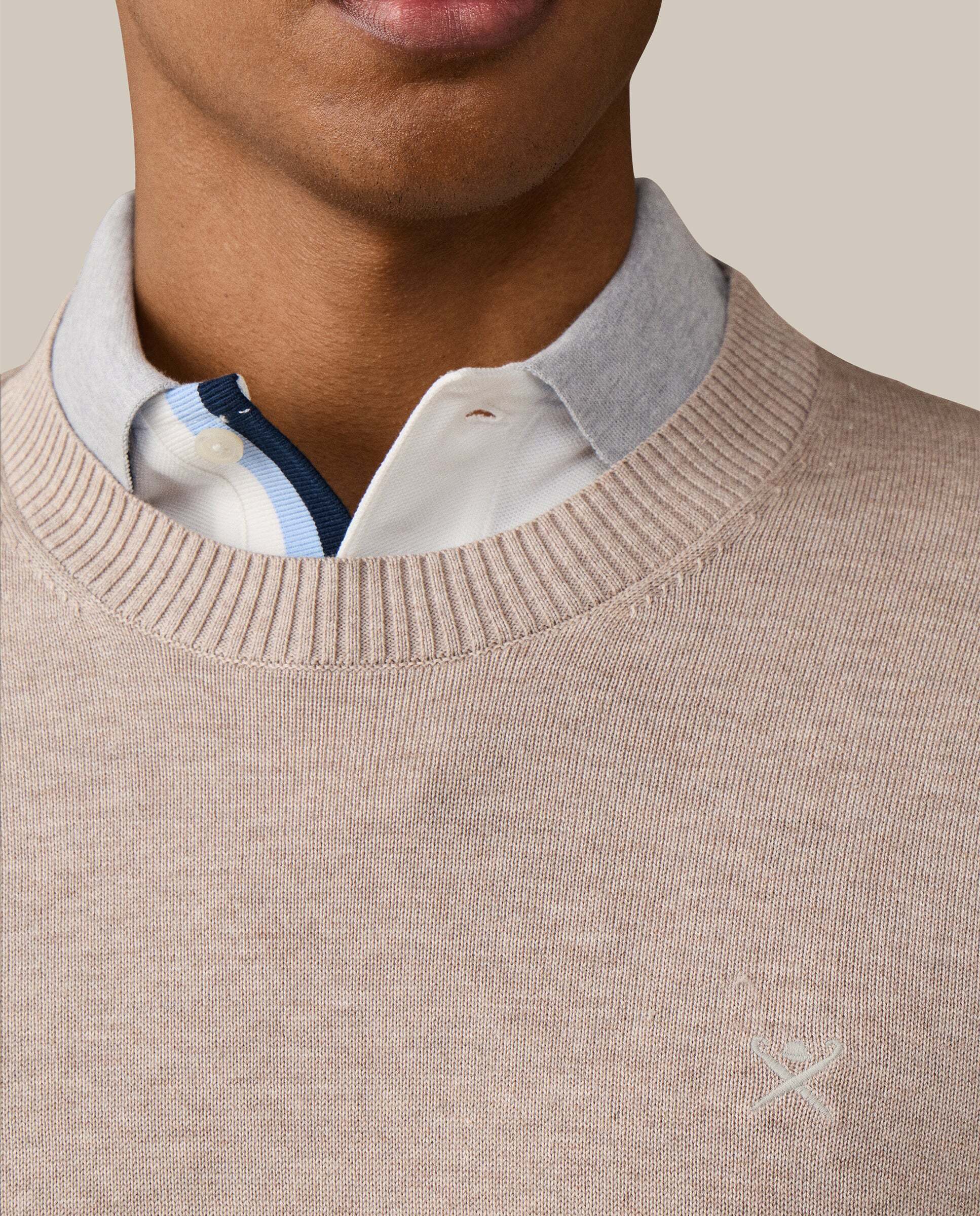Jersey de hombre con cuello redondo algodón - Hackett - Beige Beige-5