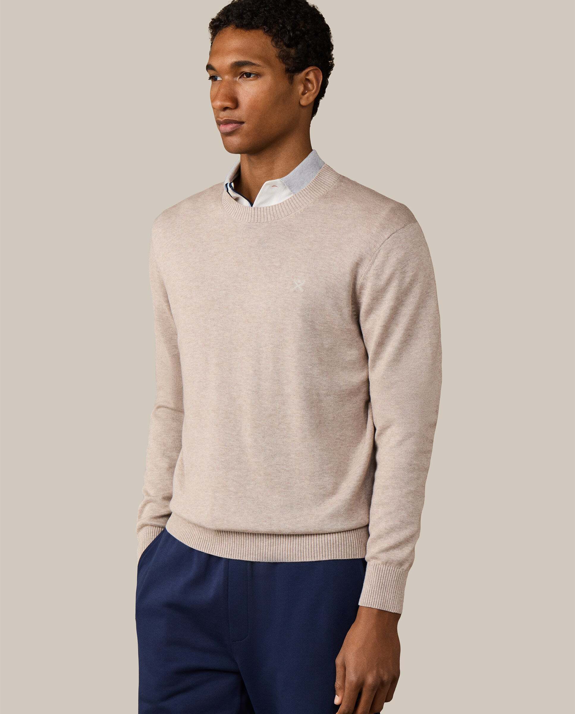 Jersey de hombre con cuello redondo algodón - Hackett - Beige Beige-6