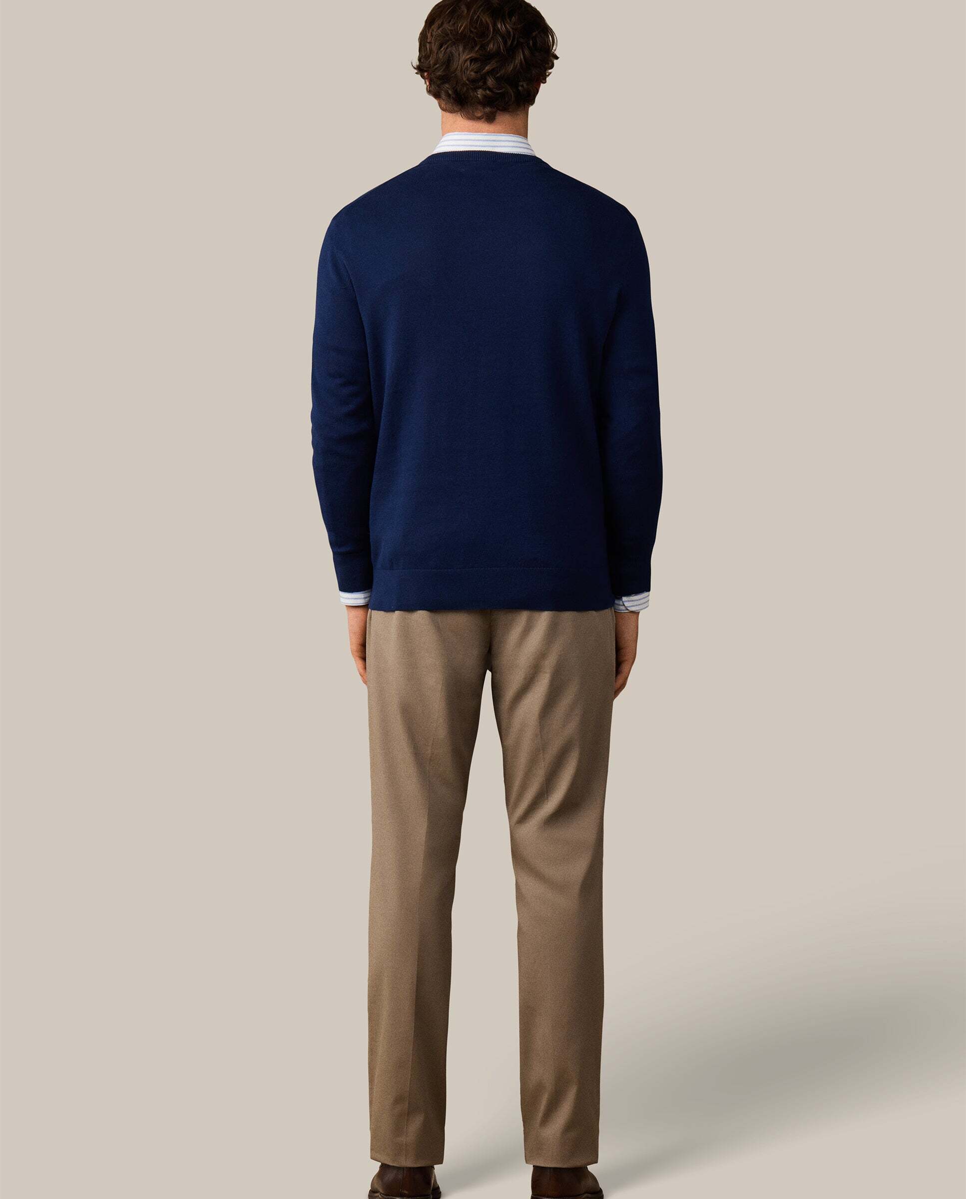 Jersey de hombre de algodón cuello pico - Hackett - Azul Azul-3