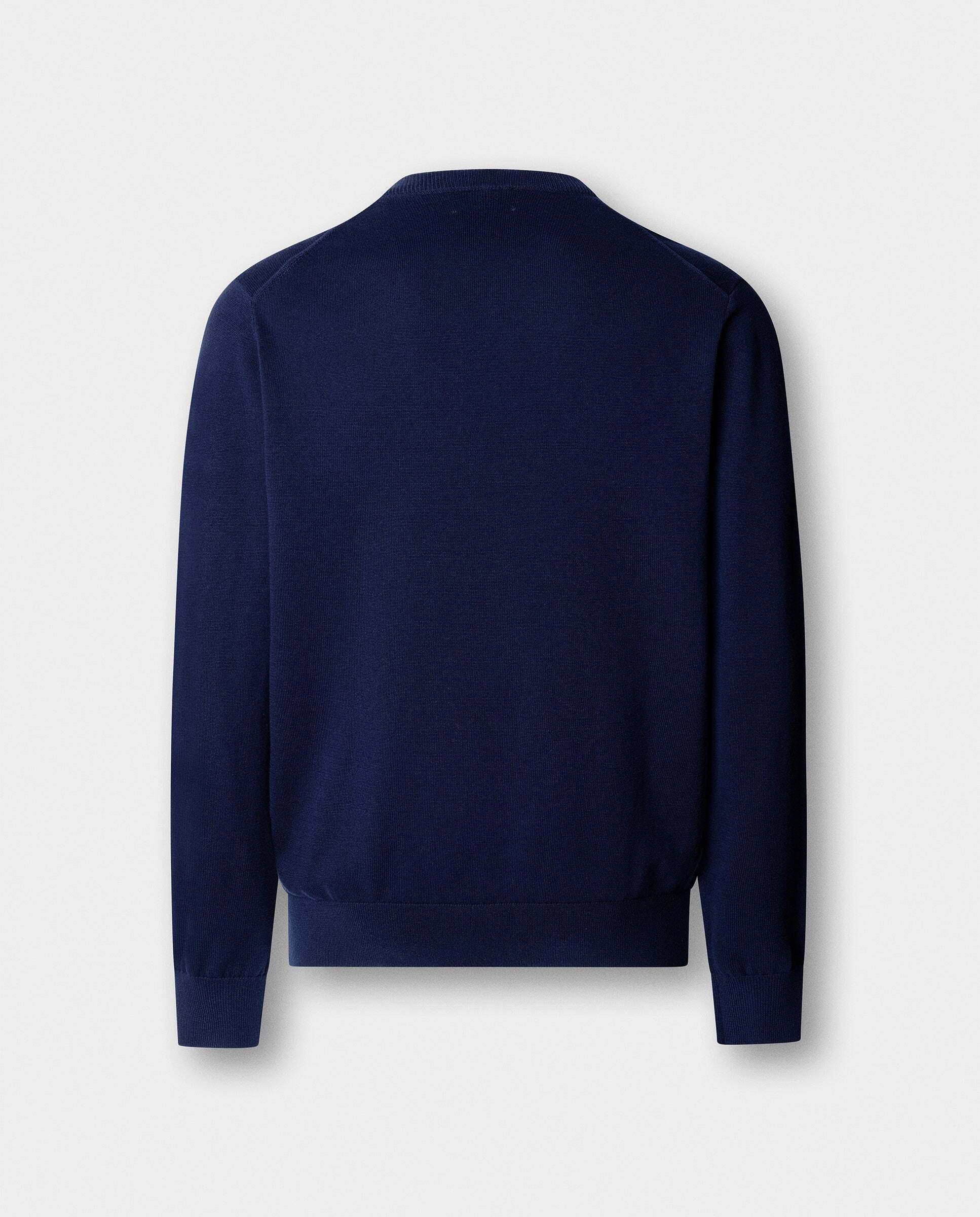 Jersey de hombre de algodón cuello pico - Hackett - Azul Azul-8