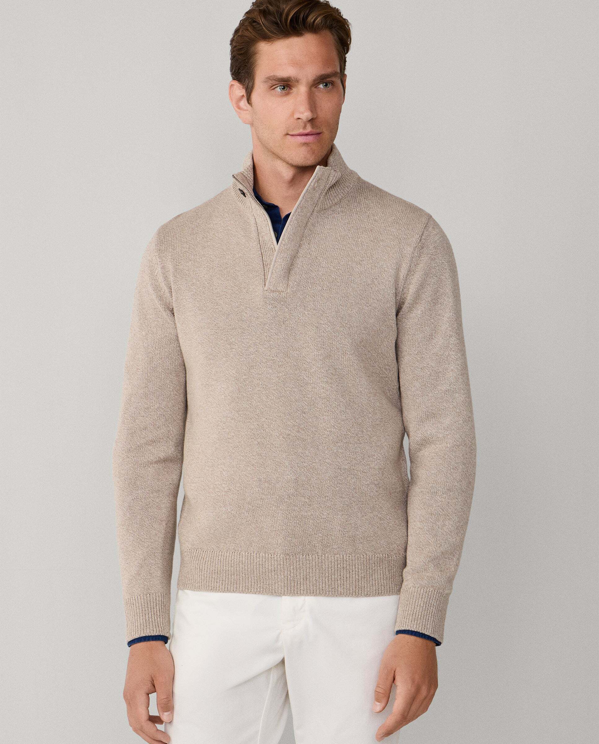 Hackett - Jersey cashmere mouliné con cremallera.