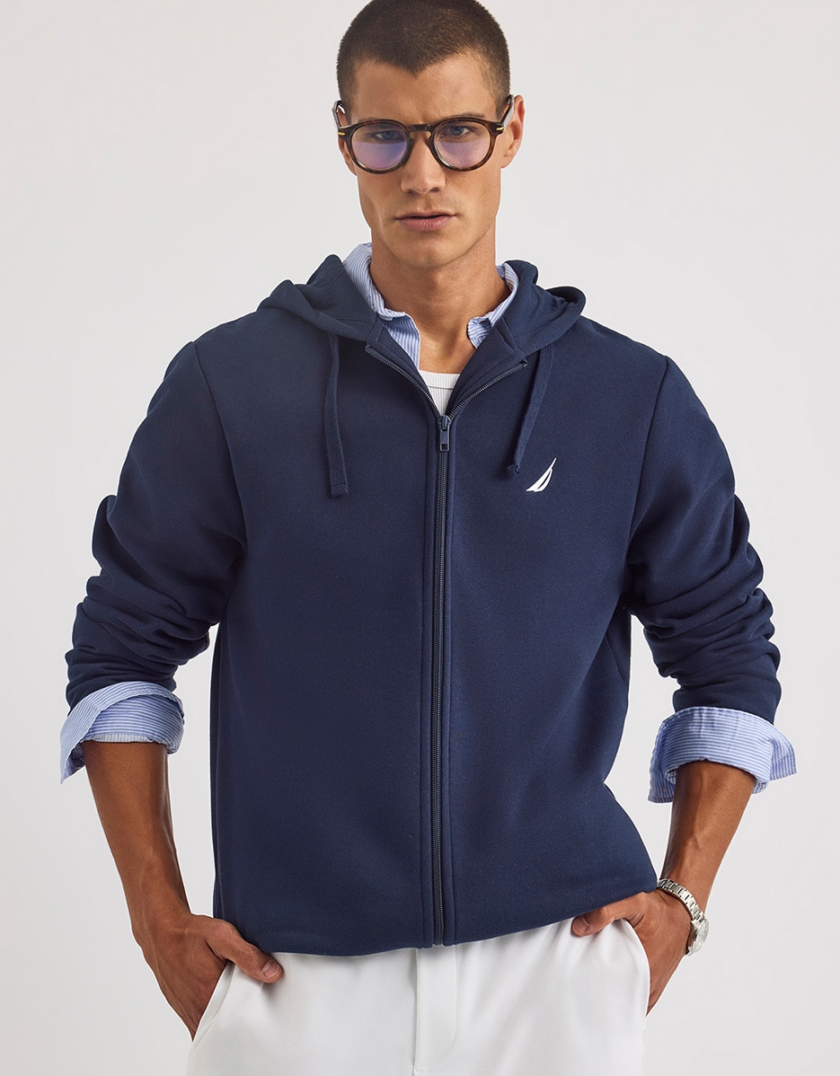 Imagen 0 de Sudadera de hombre en color azul marino con capucha Azul