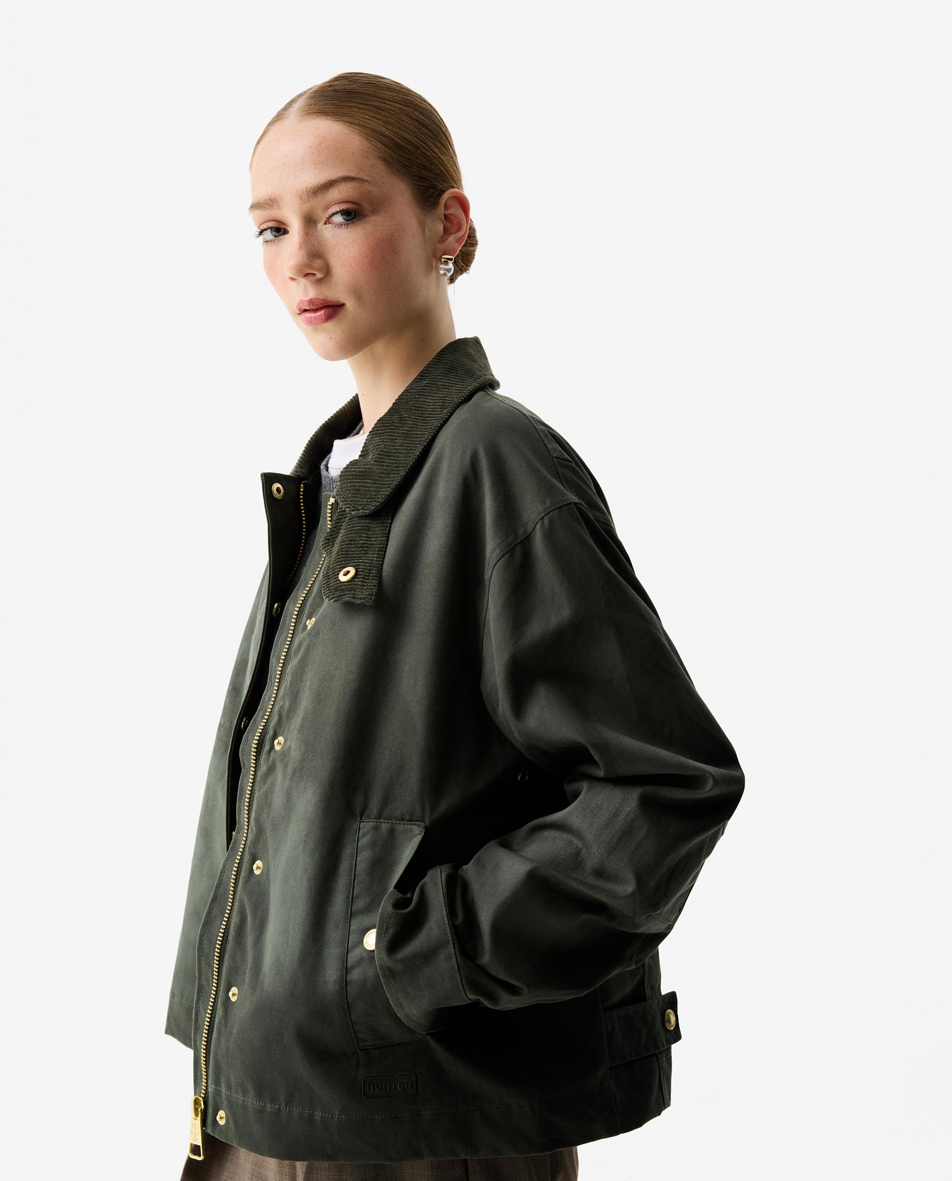 Chaqueta de mujer impermeable de algodón - Hunter - Verde Verde-1