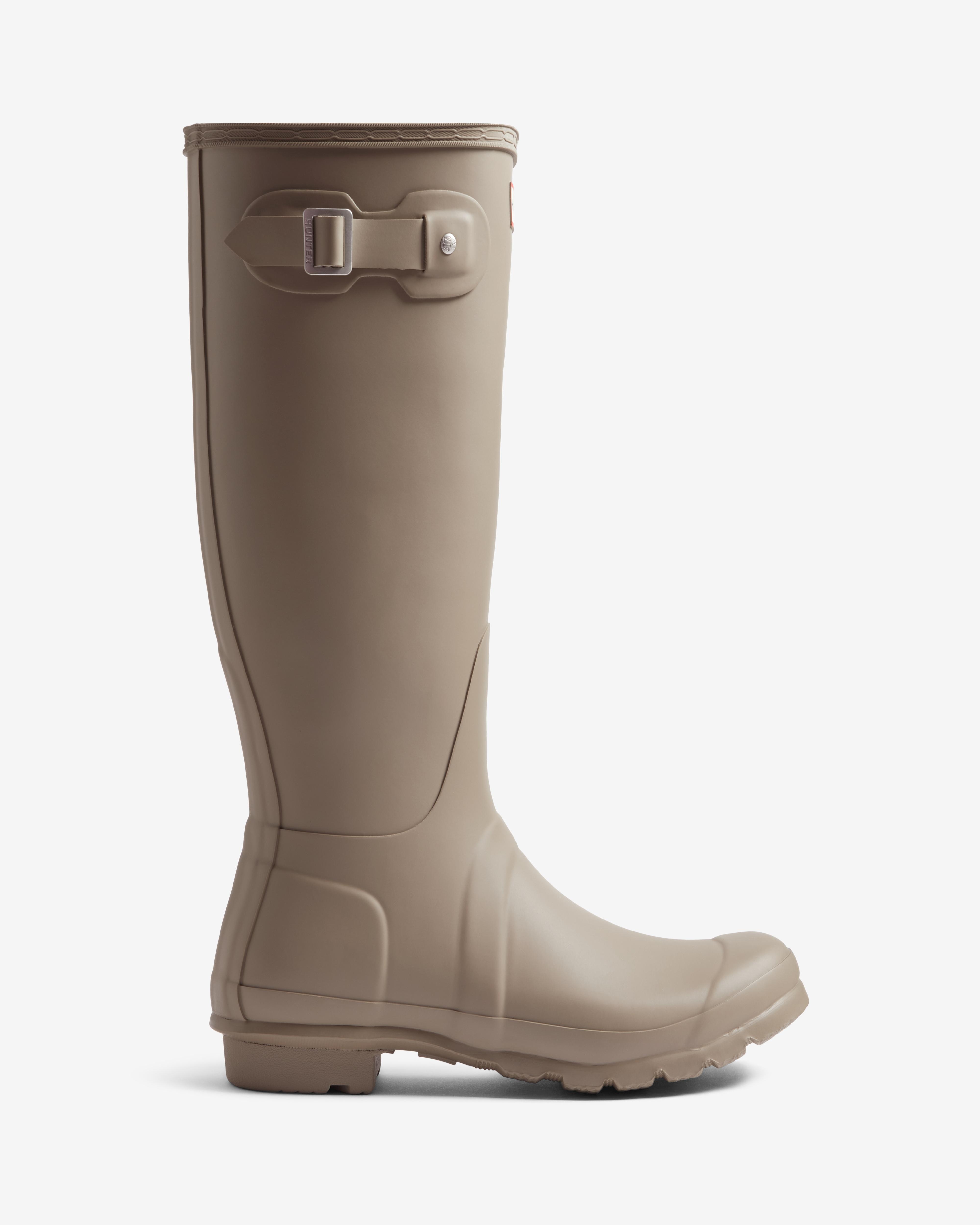 Hunter - Botas de agua de mujer original tall gloss lisas con hebilla.