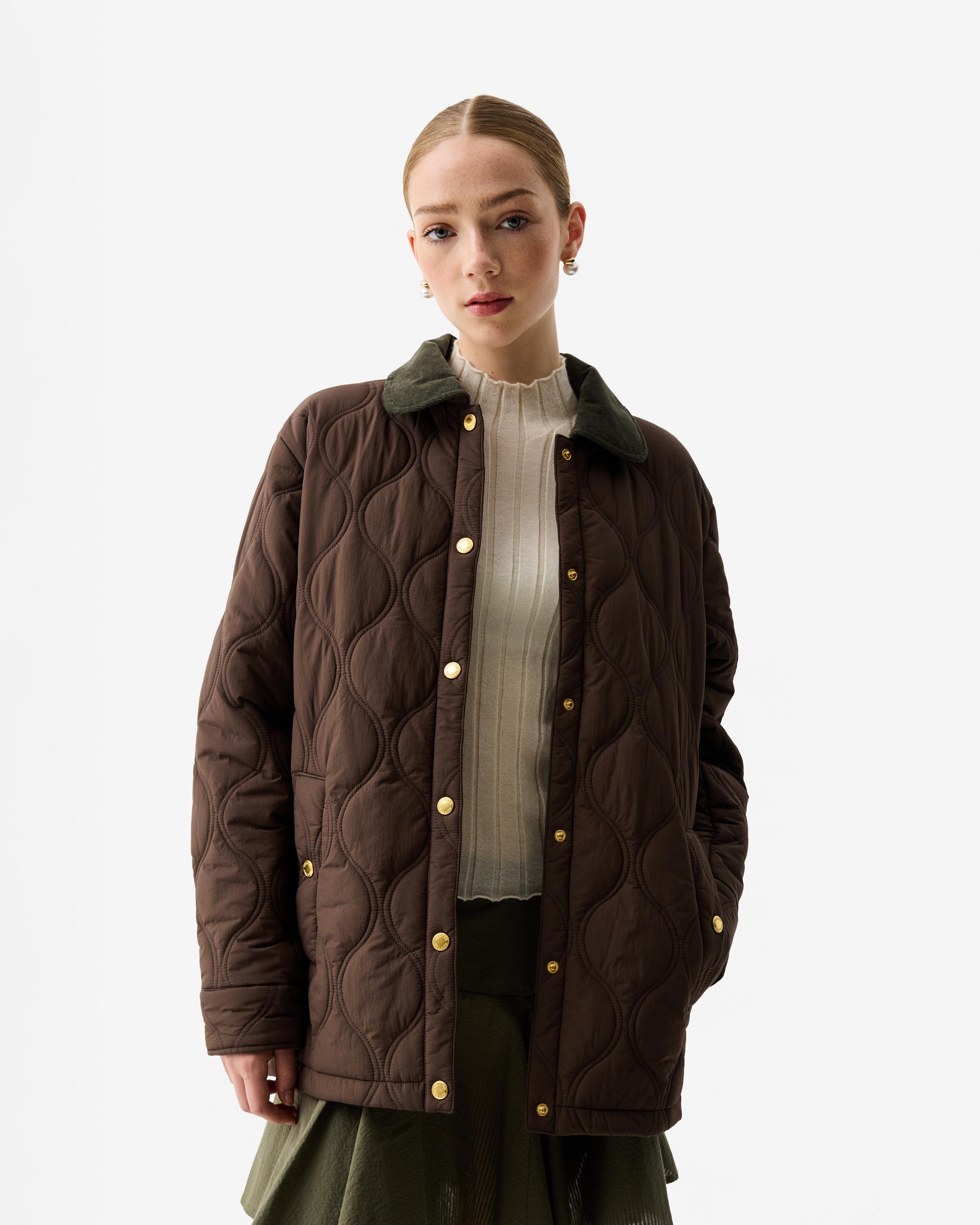 Imagen 4 de Chaqueta de mujer acolchada con cuello en pana - Hunter - Marrón Marrón