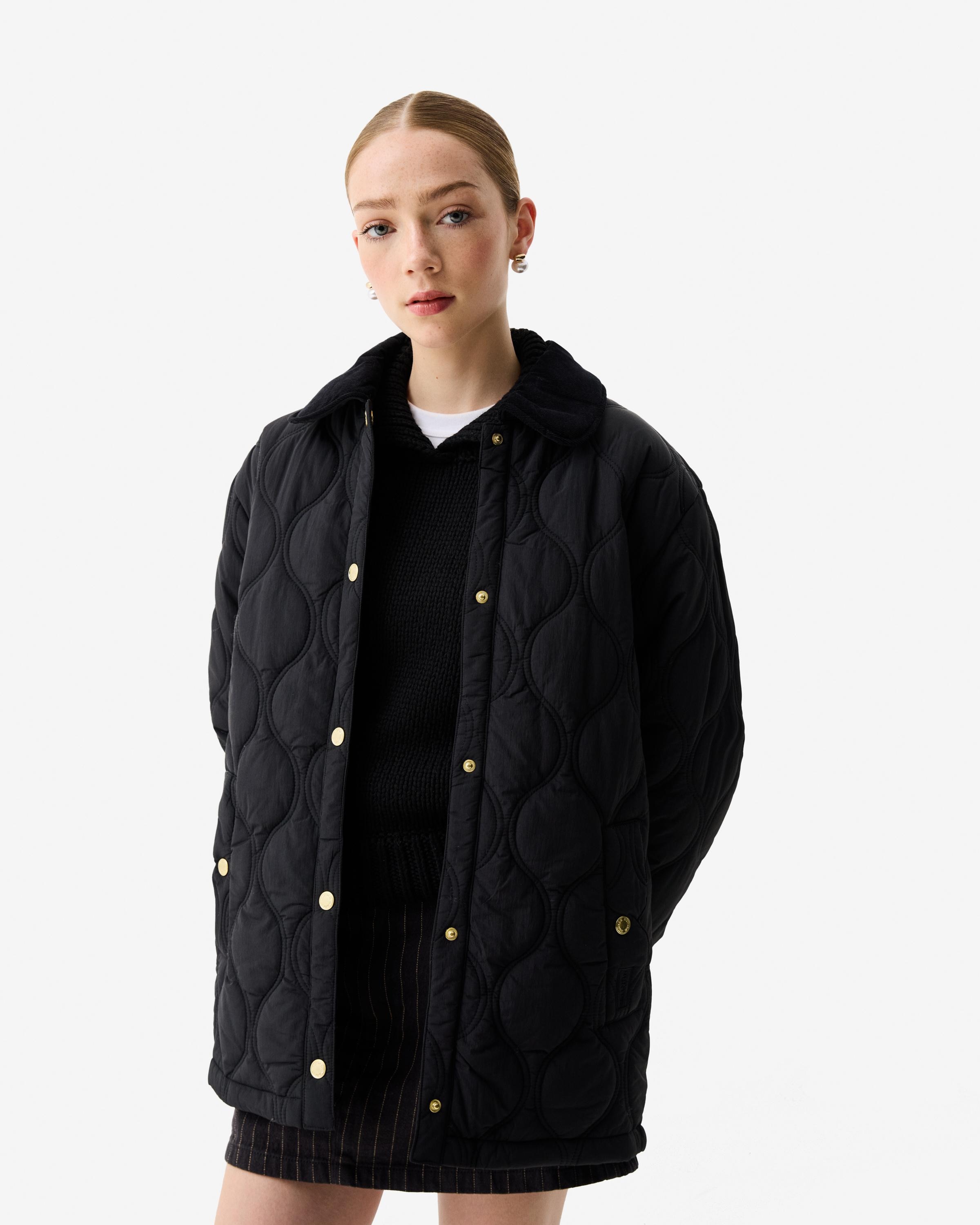 Imagen 2 de Chaqueta de mujer acolchada con cuello en pana - Hunter - Negro Negro