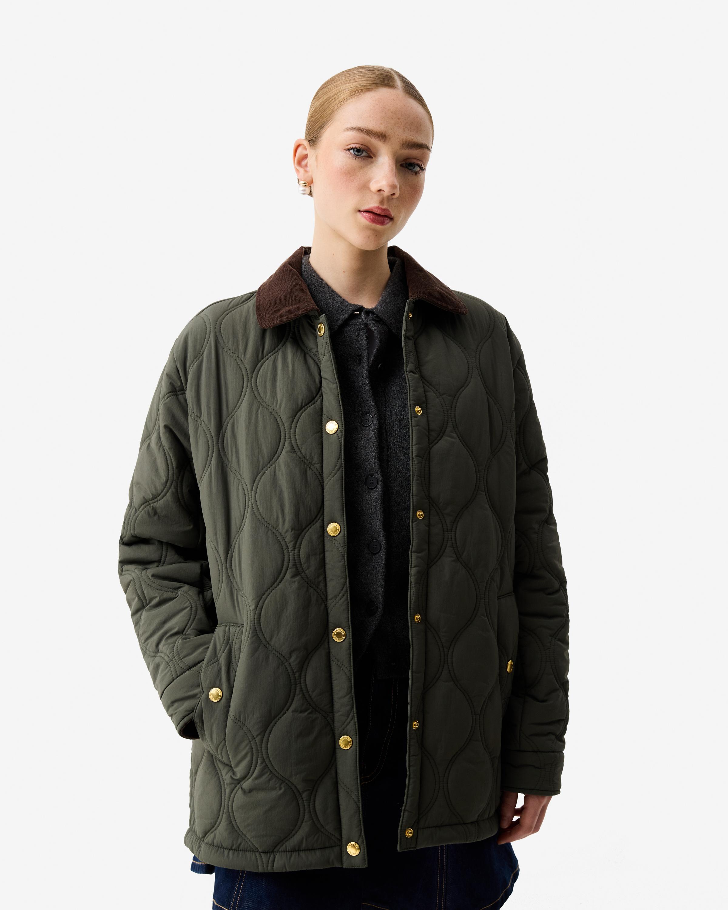 Imagen 4 de Chaqueta de mujer acolchada con cuello en pana - Hunter - Verde Verde