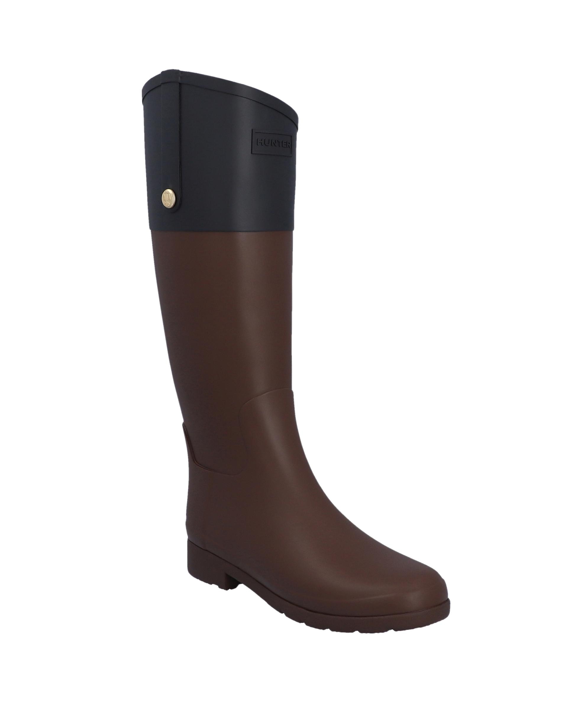 Bota de agua de mujer de caucho de caña alta bicolor - Hunter - Marrón Marrón-2