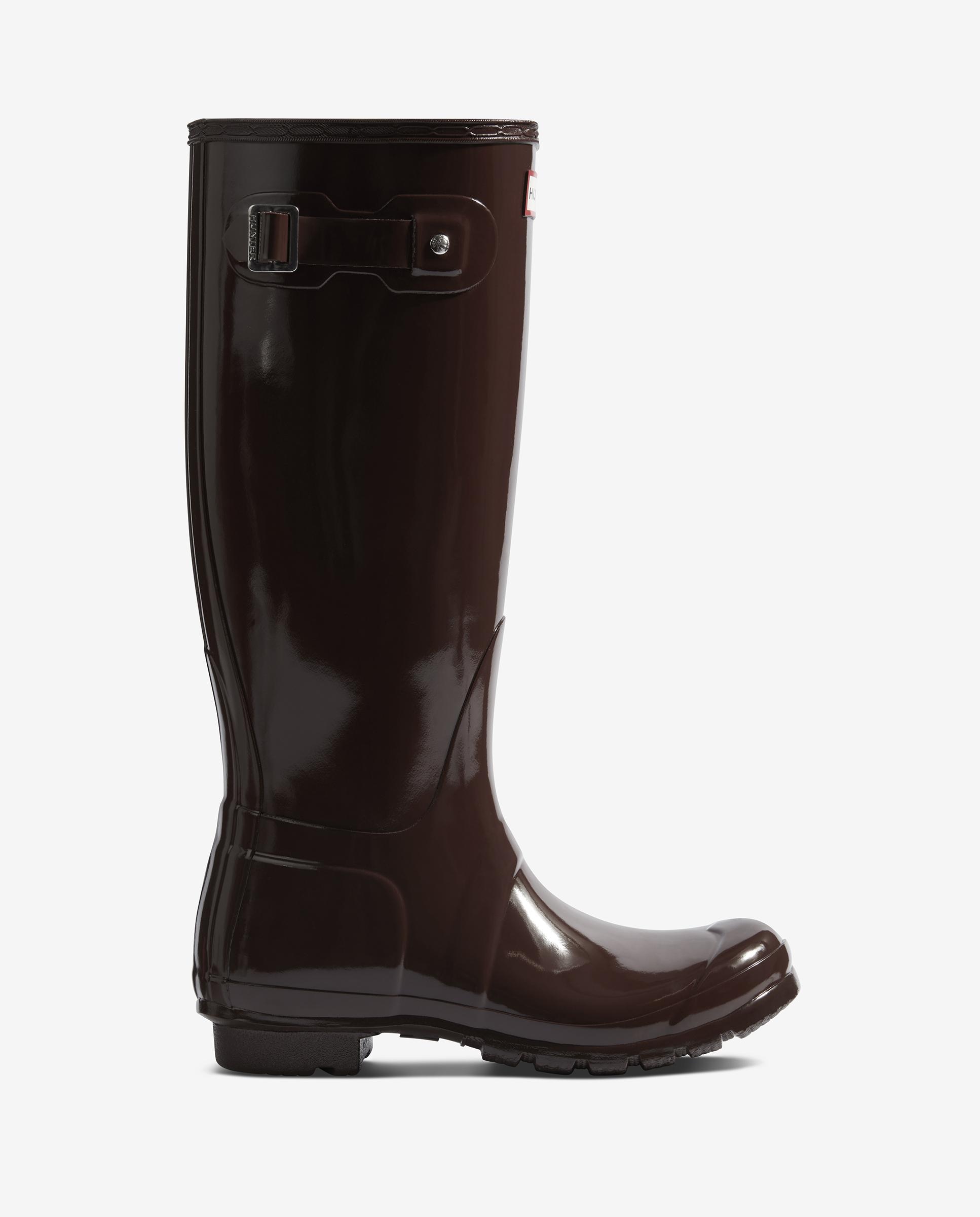 Imagen 0 de Botas de agua de mujer original tall gloss altas y brillantes Marrón chocolate