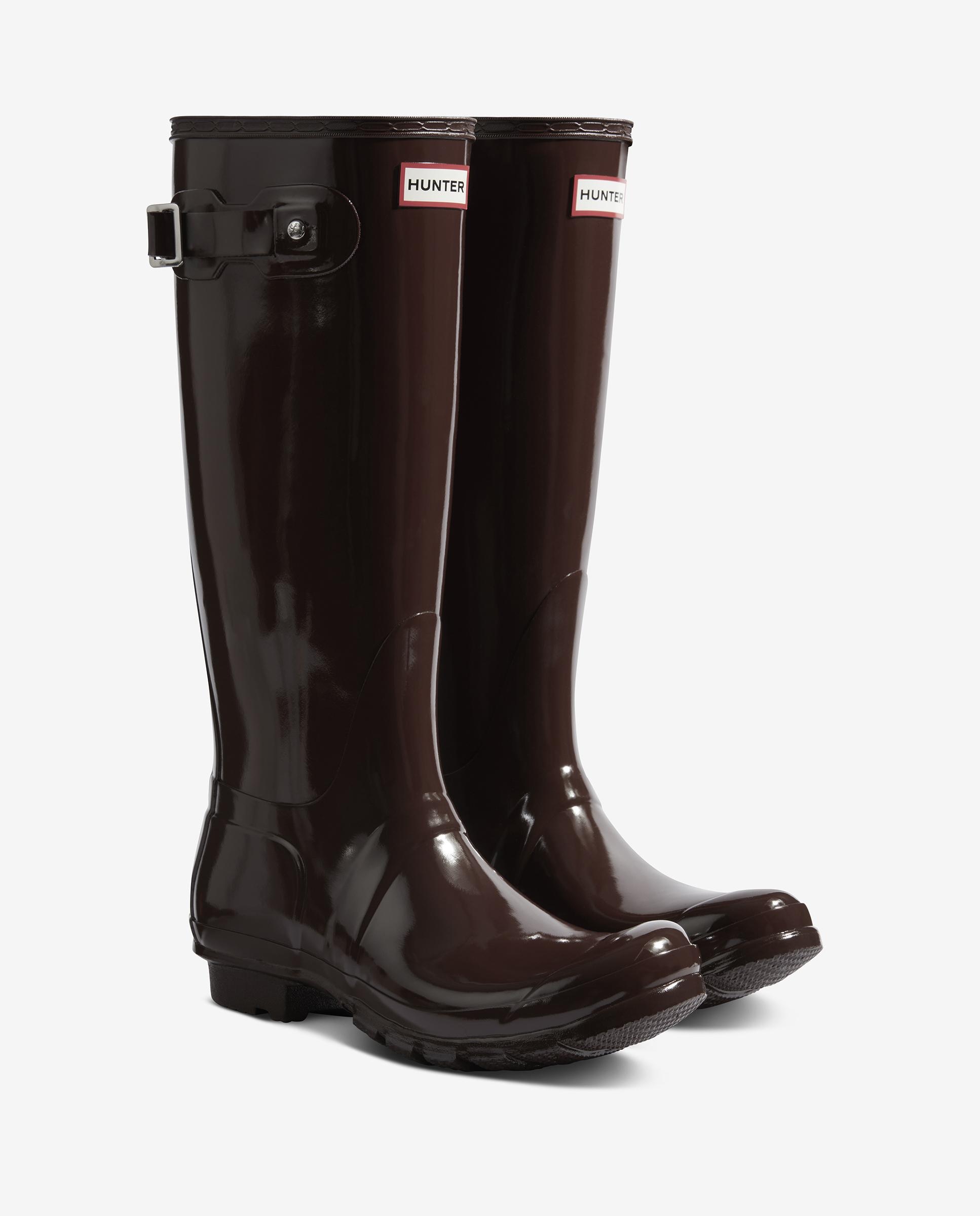 Botas de agua de mujer original tall gloss altas y brillantes - Hunter - Marrón chocolate Marrón chocolate-3