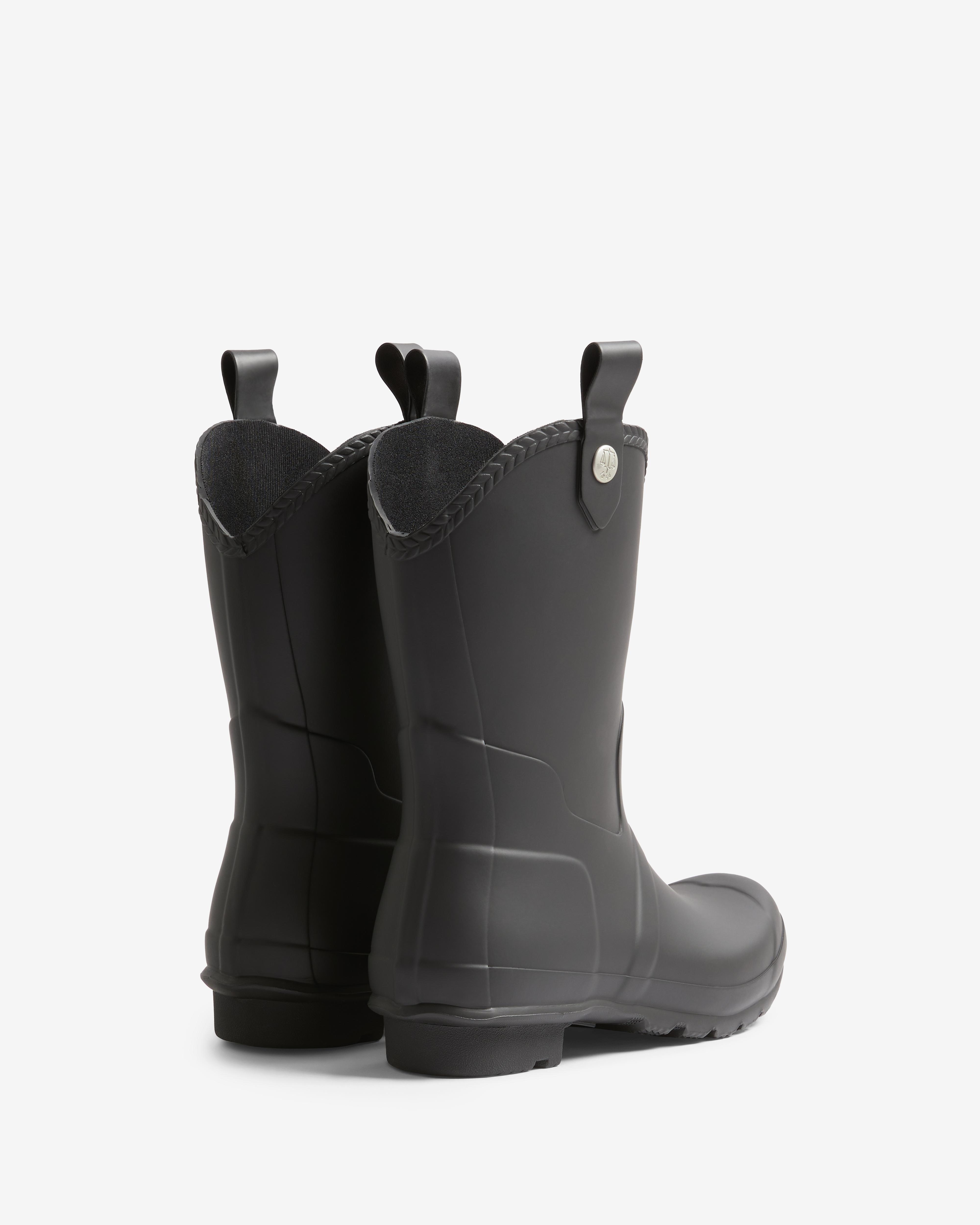 Botas de agua de mujer original cowboy lisas con detalle trenzado - Hunter - Negro Negro-2