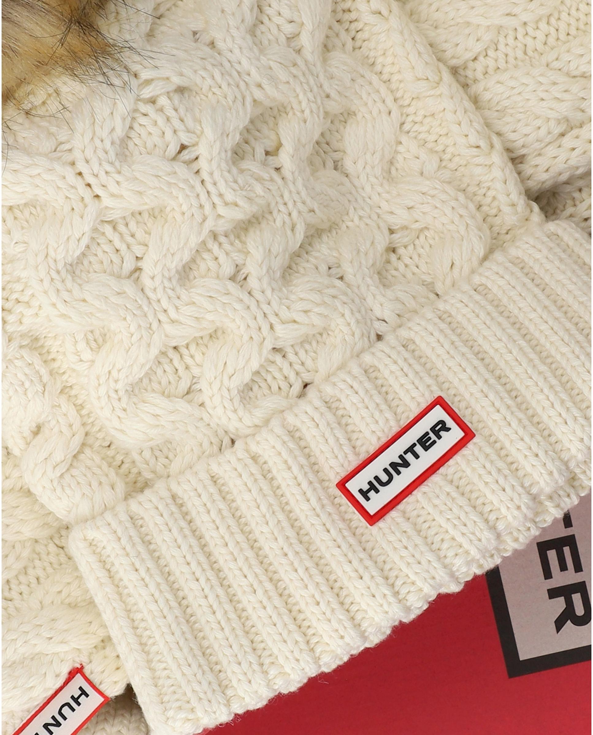 Conjunto de gorro con pom-pom de piel sintética y bufanda - Hunter - Blanco roto Blanco roto-2