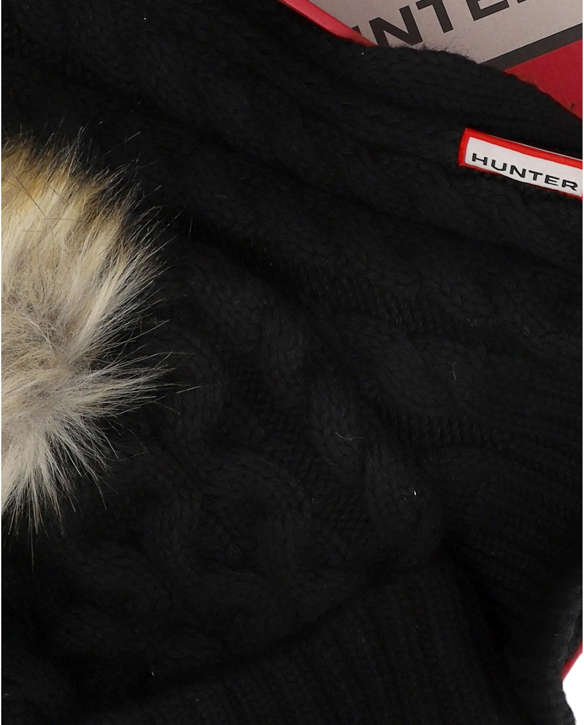 Conjunto de gorro con pom-pom de piel sintética y bufanda - Hunter - Negro Negro-2