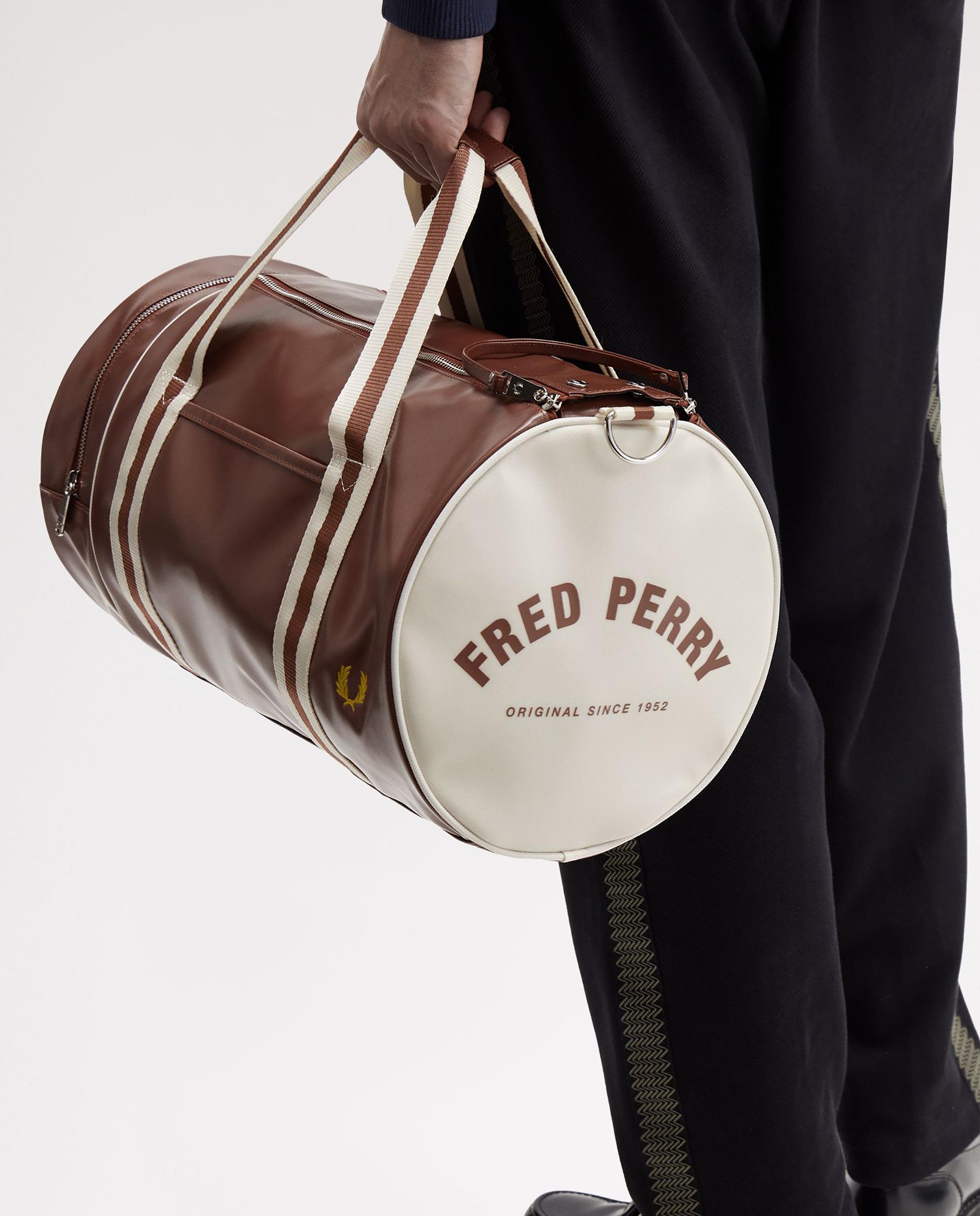 Bandolera de hombre clásica tipo barril con contrastes - Fred Perry - Marrón claro Marrón claro-3