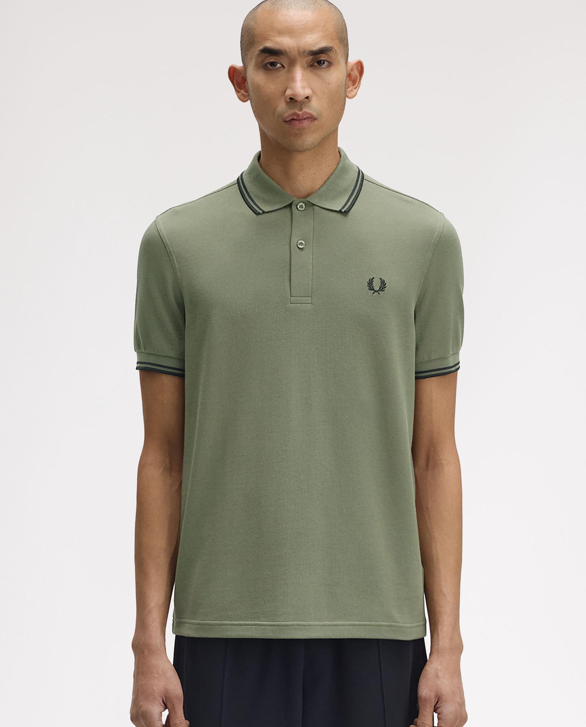 Polo de hombre de piqué de algodón manga corta - Fred Perry - Kaki Kaki-1