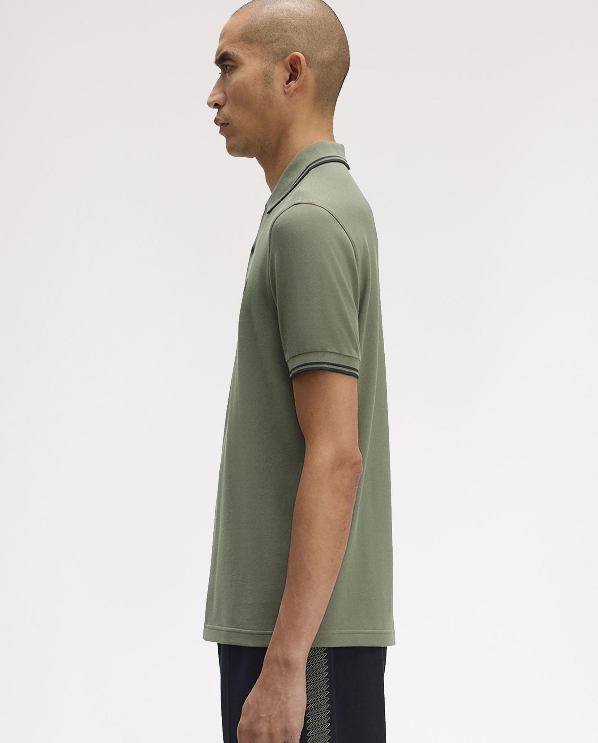 Polo de hombre de piqué de algodón manga corta - Fred Perry - Kaki Kaki-2