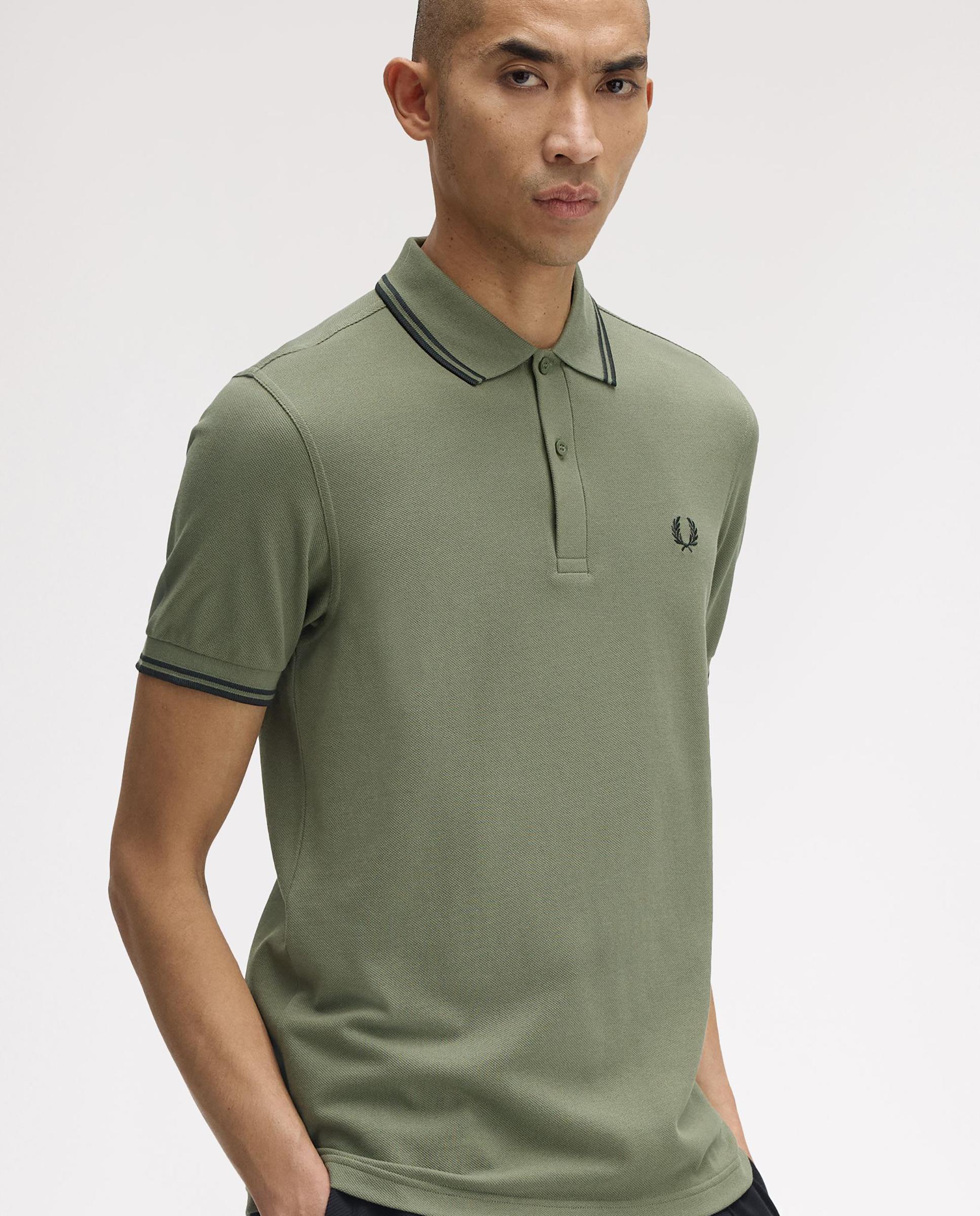 Polo de hombre de piqué de algodón manga corta - Fred Perry - Kaki Kaki-3