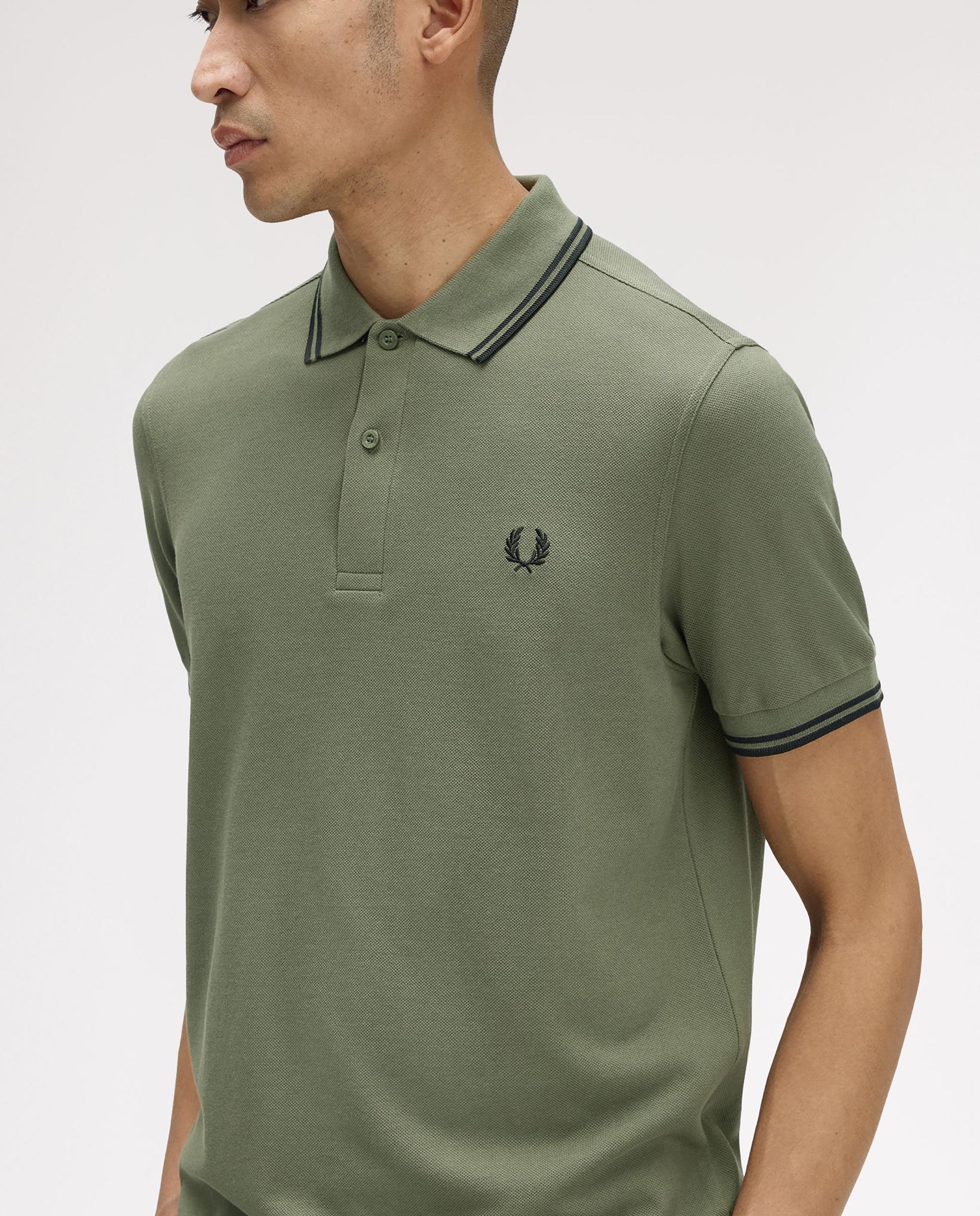 Polo de hombre de piqué de algodón manga corta - Fred Perry - Kaki Kaki-4