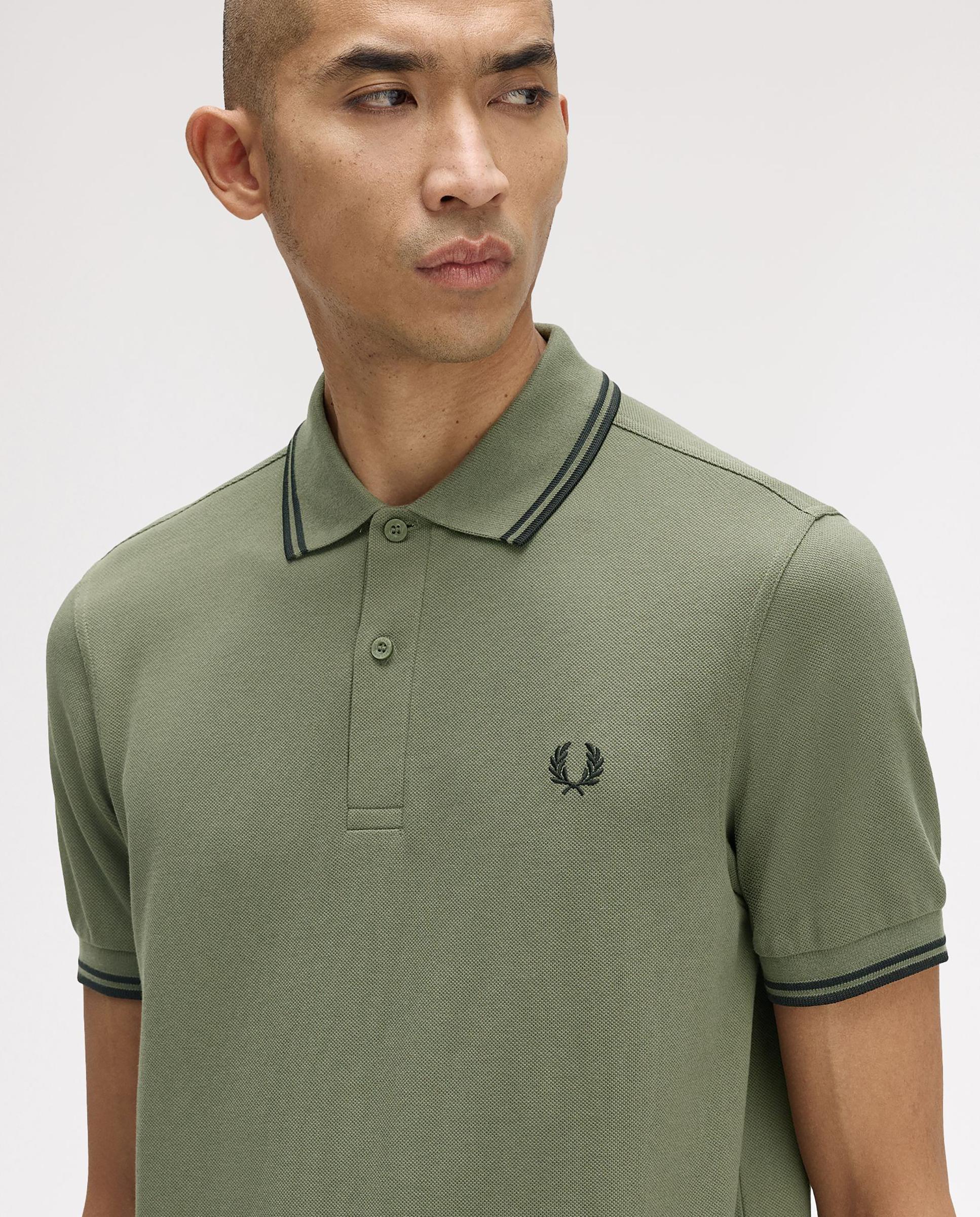 Polo de hombre de piqué de algodón manga corta - Fred Perry - Kaki Kaki-5